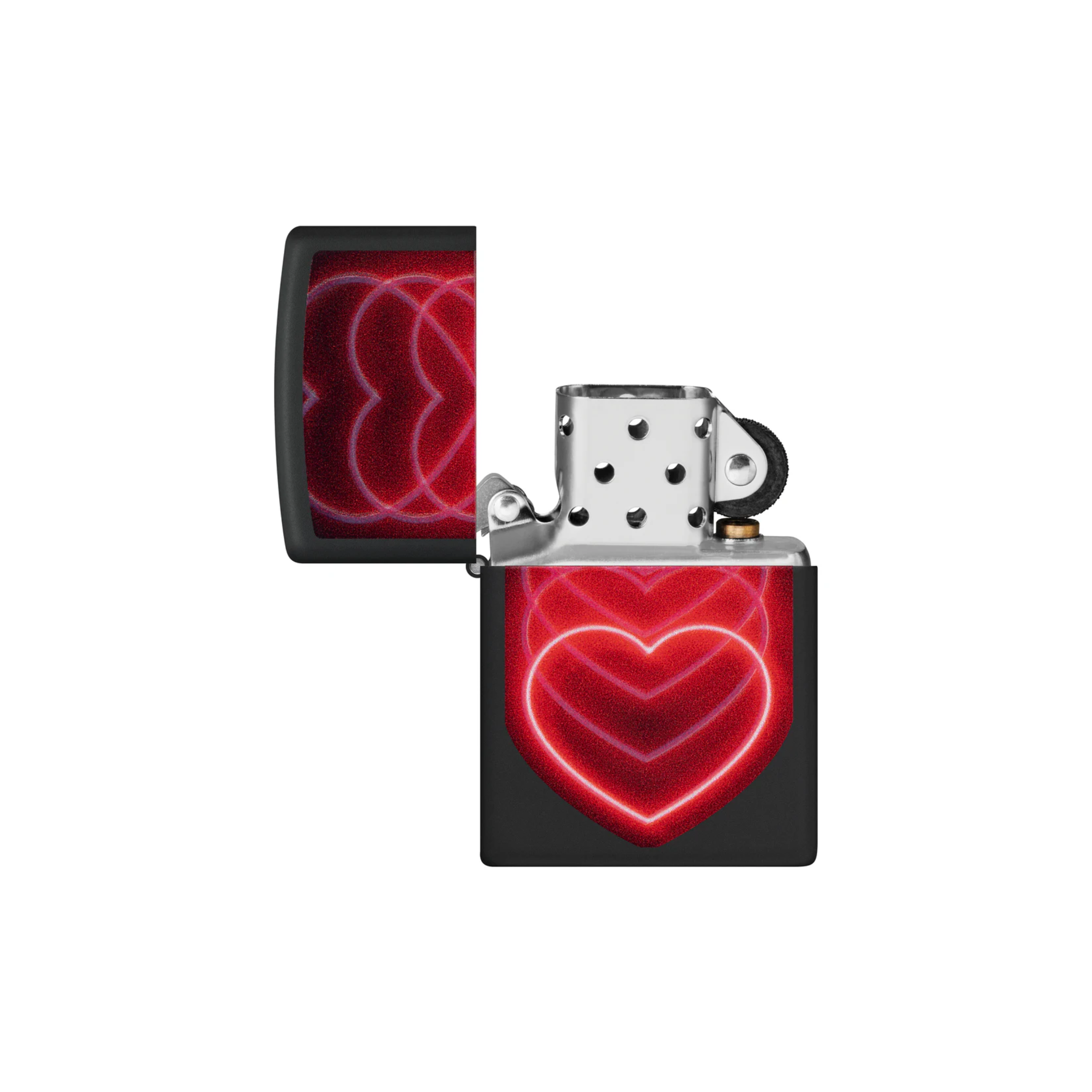 Accendino Zippo Hearts in metallo a benzina - ricaricabile - antivento - cuore luminoso