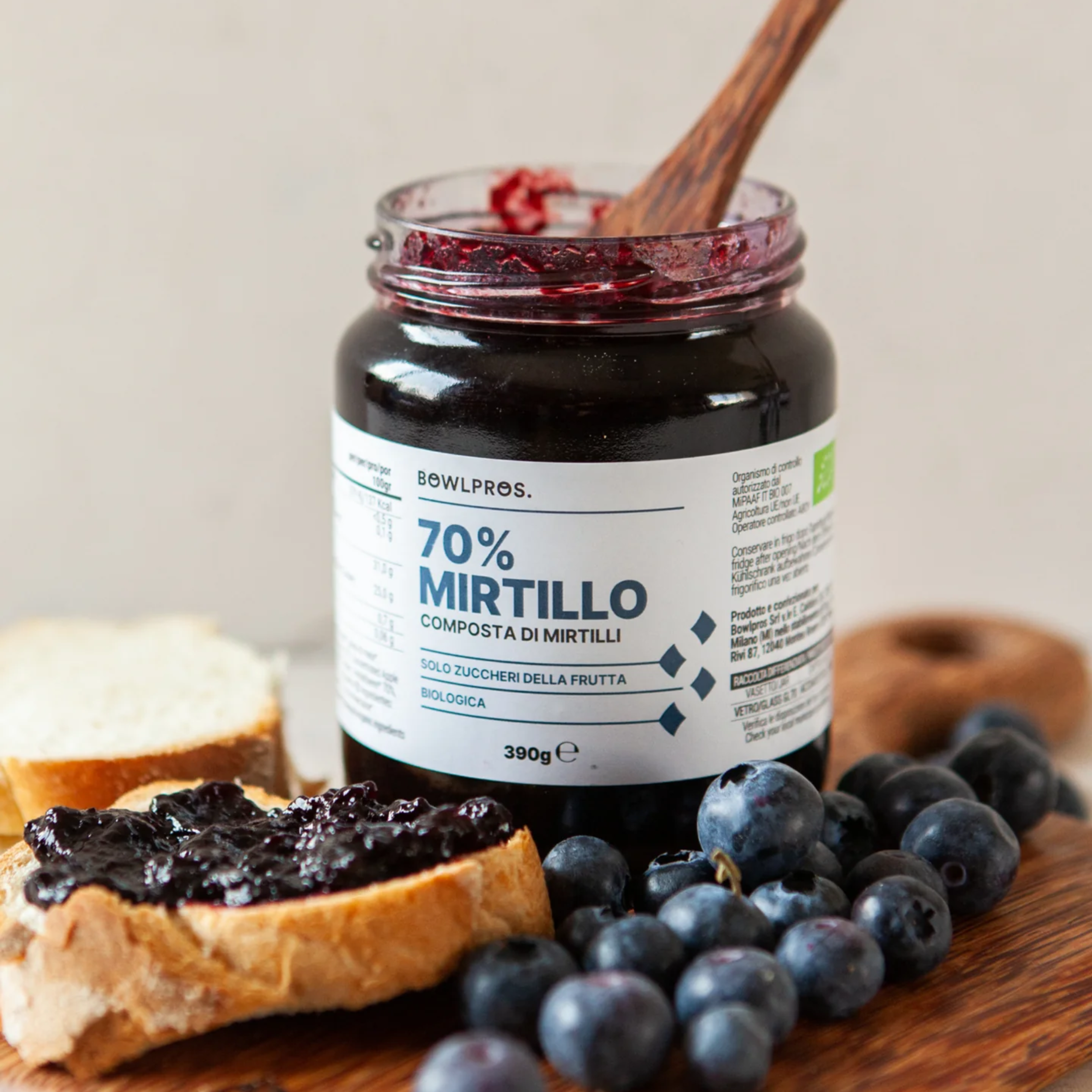 390g Composta Biologica 70% Mirtilli senza glutine