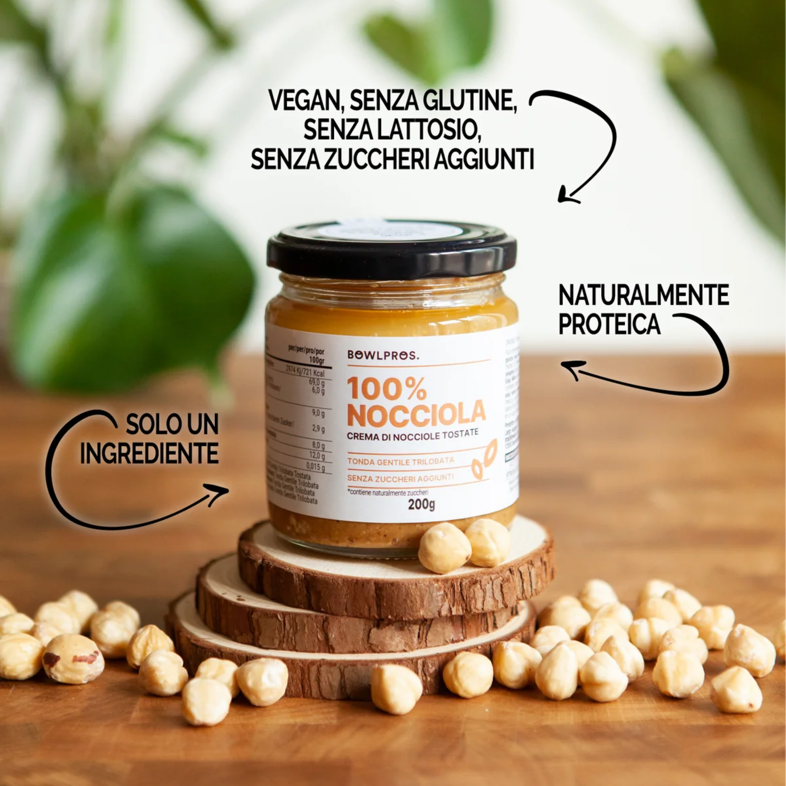 200g Crema 100% Nocciole Tostate senza glutine