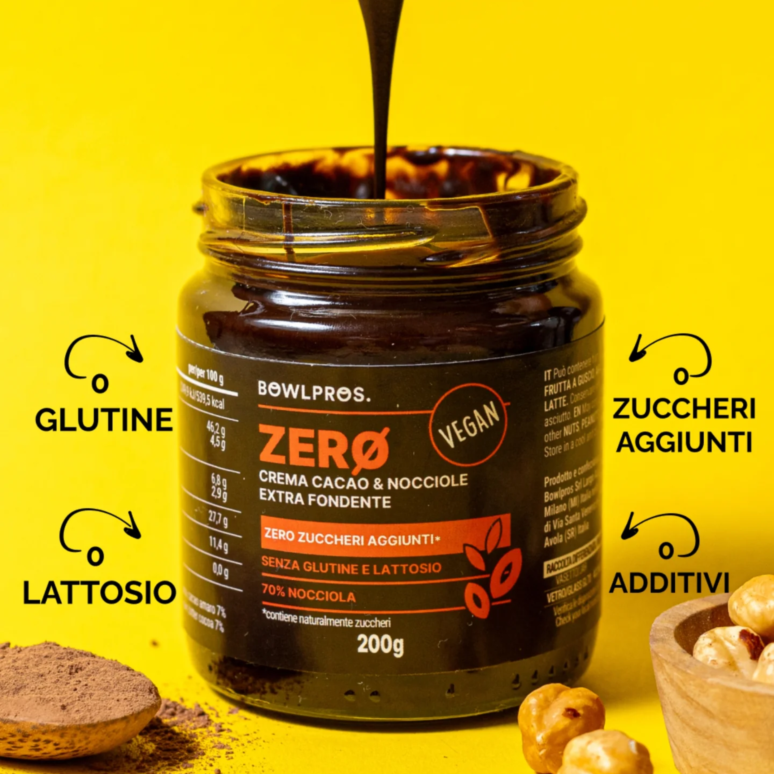 200g Crema Extra Fondente Cacao e Nocciole - linea ZERO zuccheri
