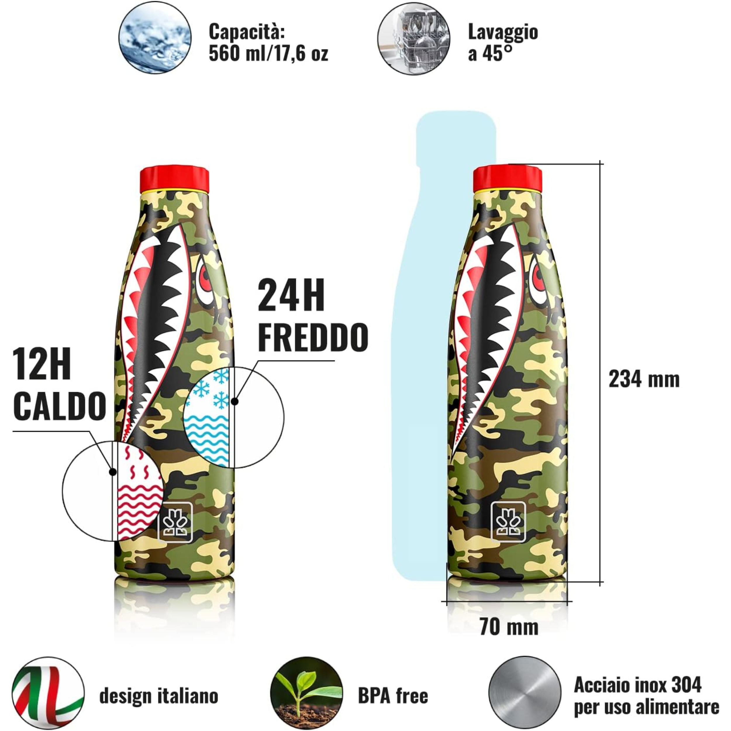 520ml Borraccia Termica BBoom in Acciaio- Eroi