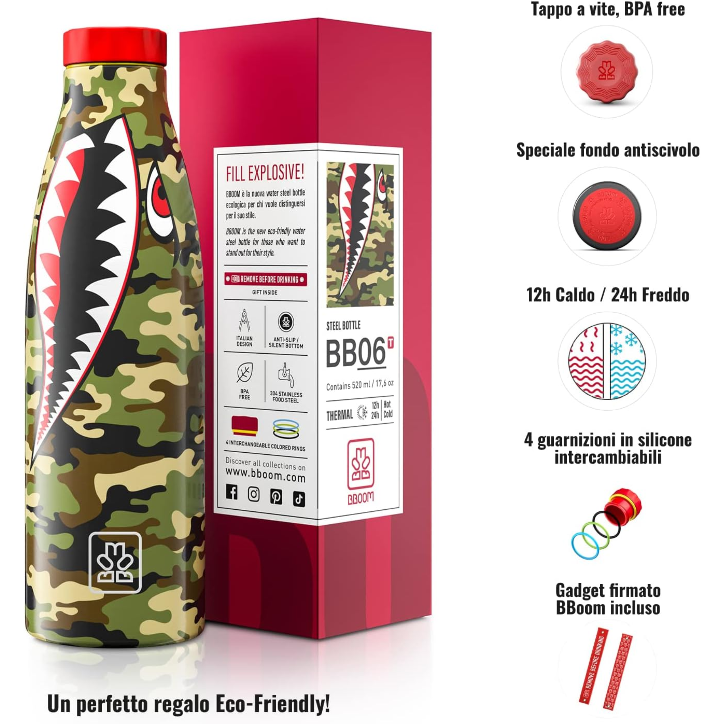520ml Borraccia Termica BBoom in Acciaio- Eroi