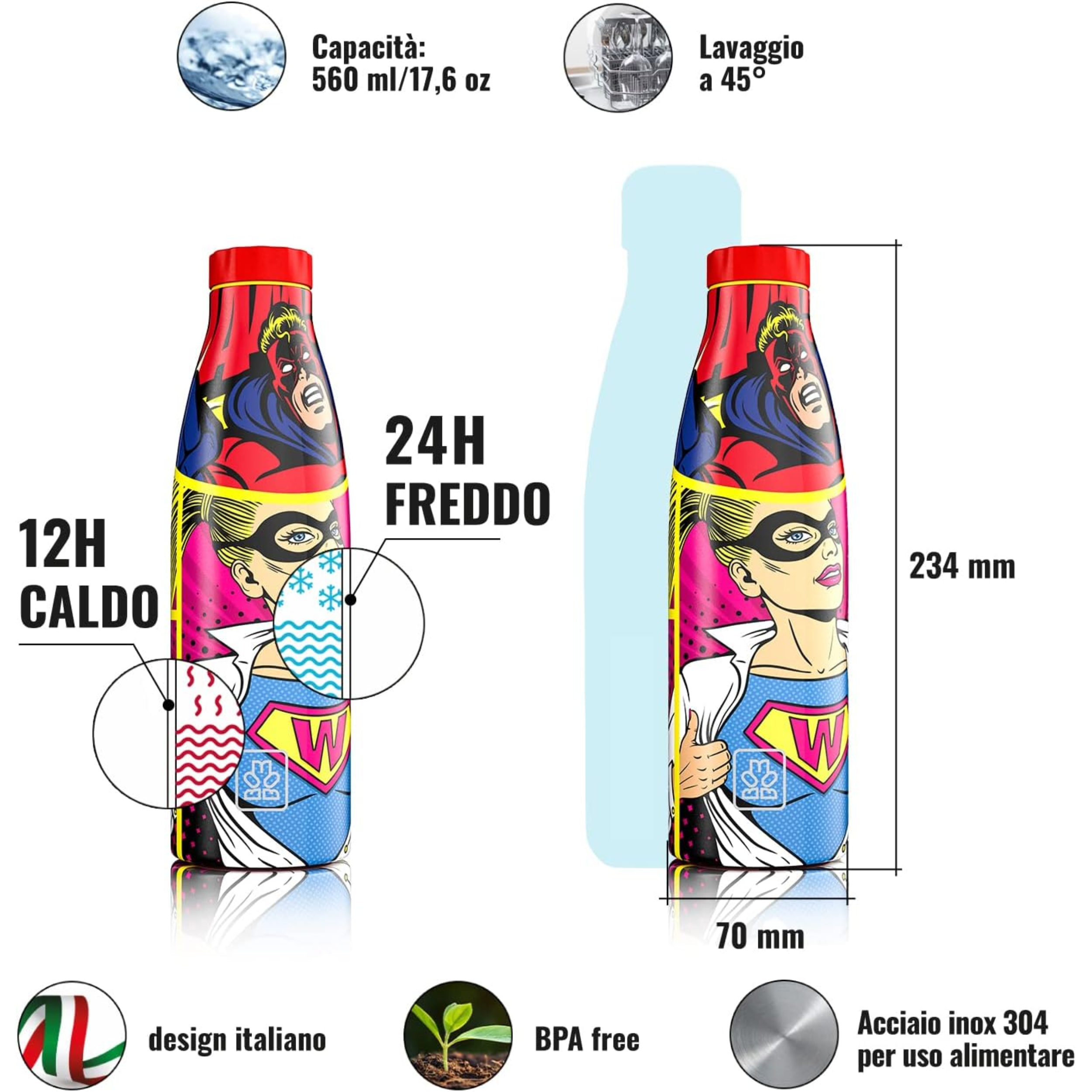 520ml Borraccia Termica BBoom in Acciaio - BBoom Eroi