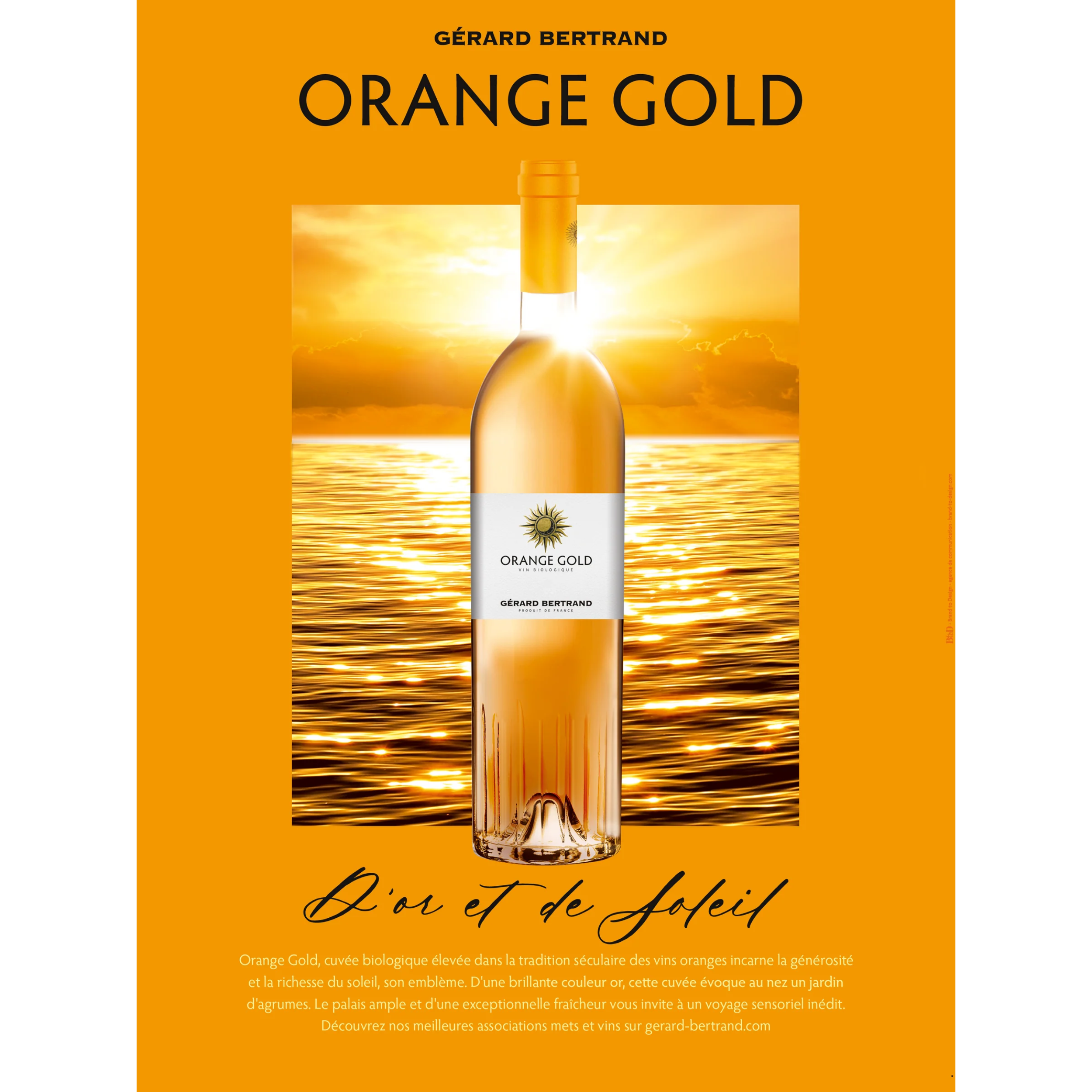 Vino bianco Orange Gold 2022 biologico Gerard Bertrand 75 cl 13%vol - Chardonnay, Grenache blanc, Viognier, Marsanne, Mauzac, Muscat, Clairette