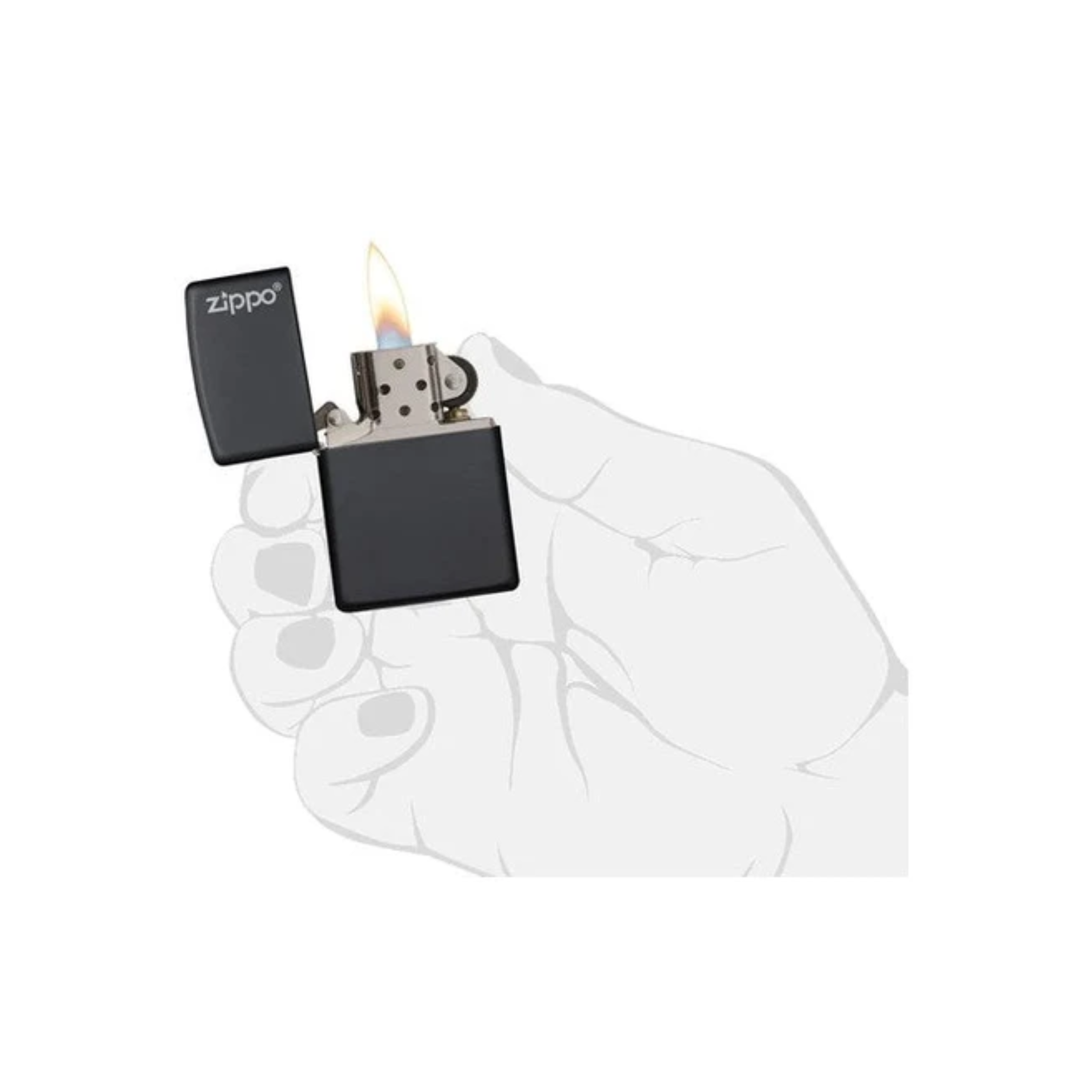 Accendino Zippo Classic  Matte adornato con Logo Zippo in metallo  a benzina - ricaricabile - antivento