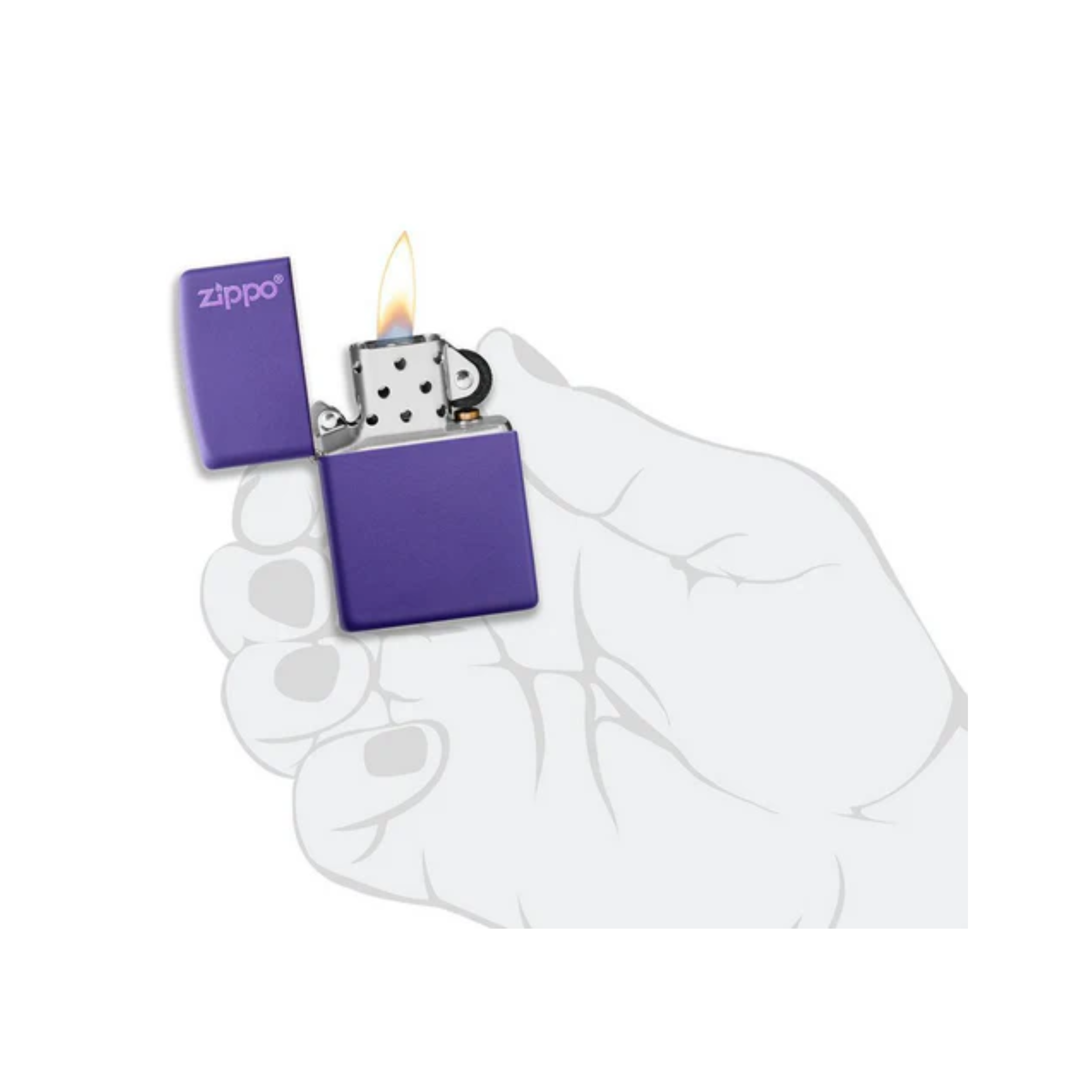 Accendino Zippo Classic  Matte adornato con Logo Zippo in metallo  a benzina - ricaricabile - antivento