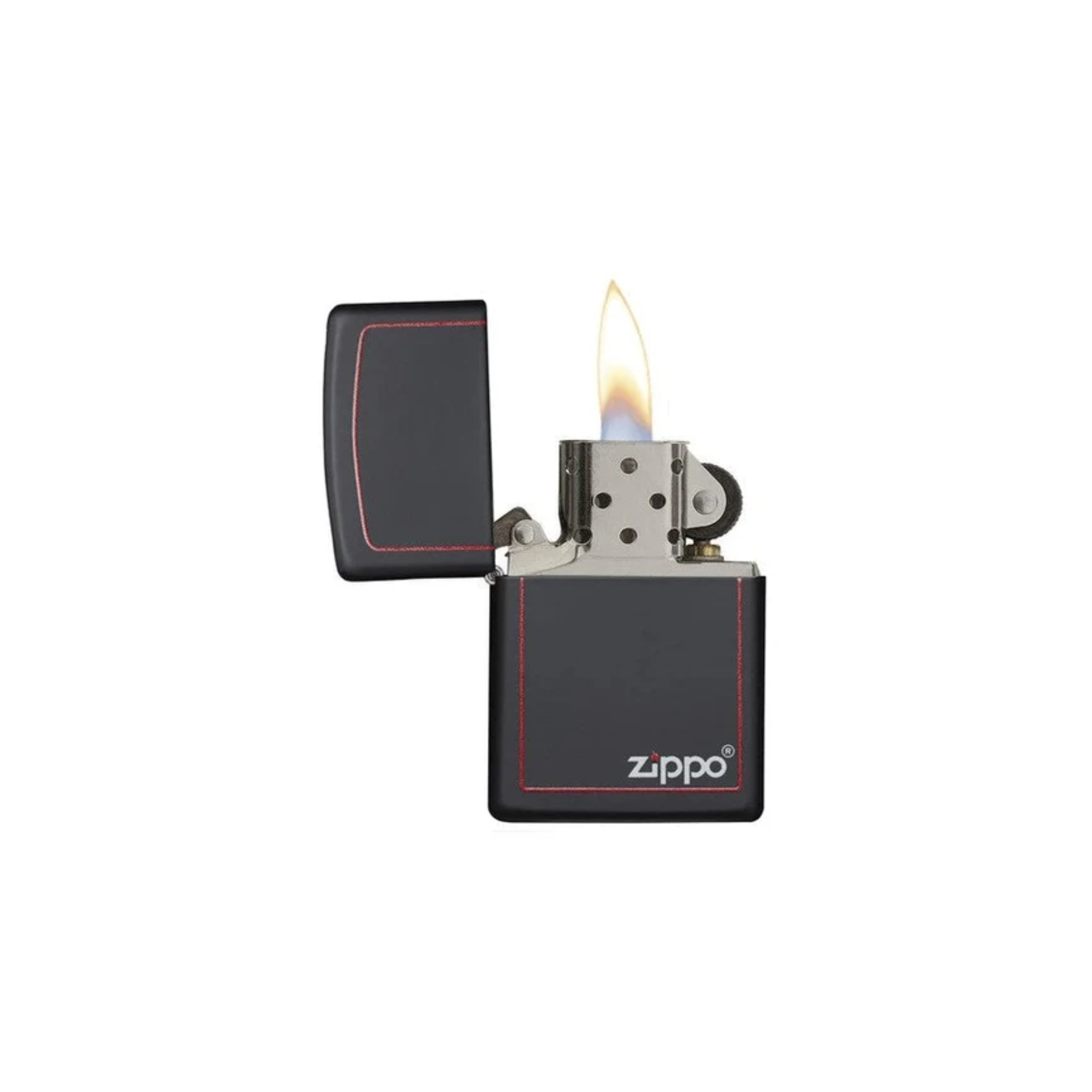 Accendino Zippo Classic Black and Red adornato con logo Zippo in metallo - ricaricabile - antivento - rigo rosso