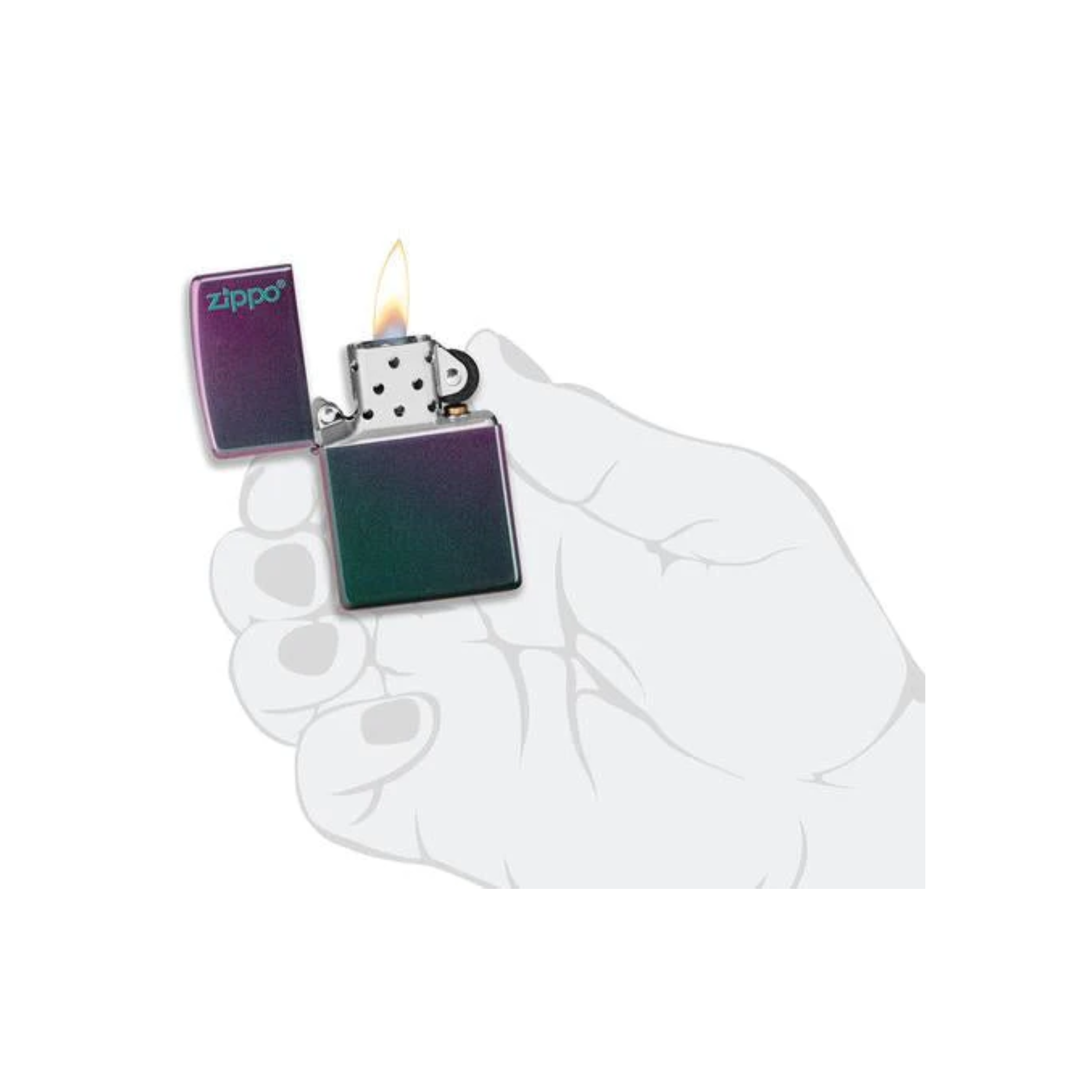 Accendino Zippo Classic Iridescent Zippo Logo in metallo a benzina - ricaricabile - antivento