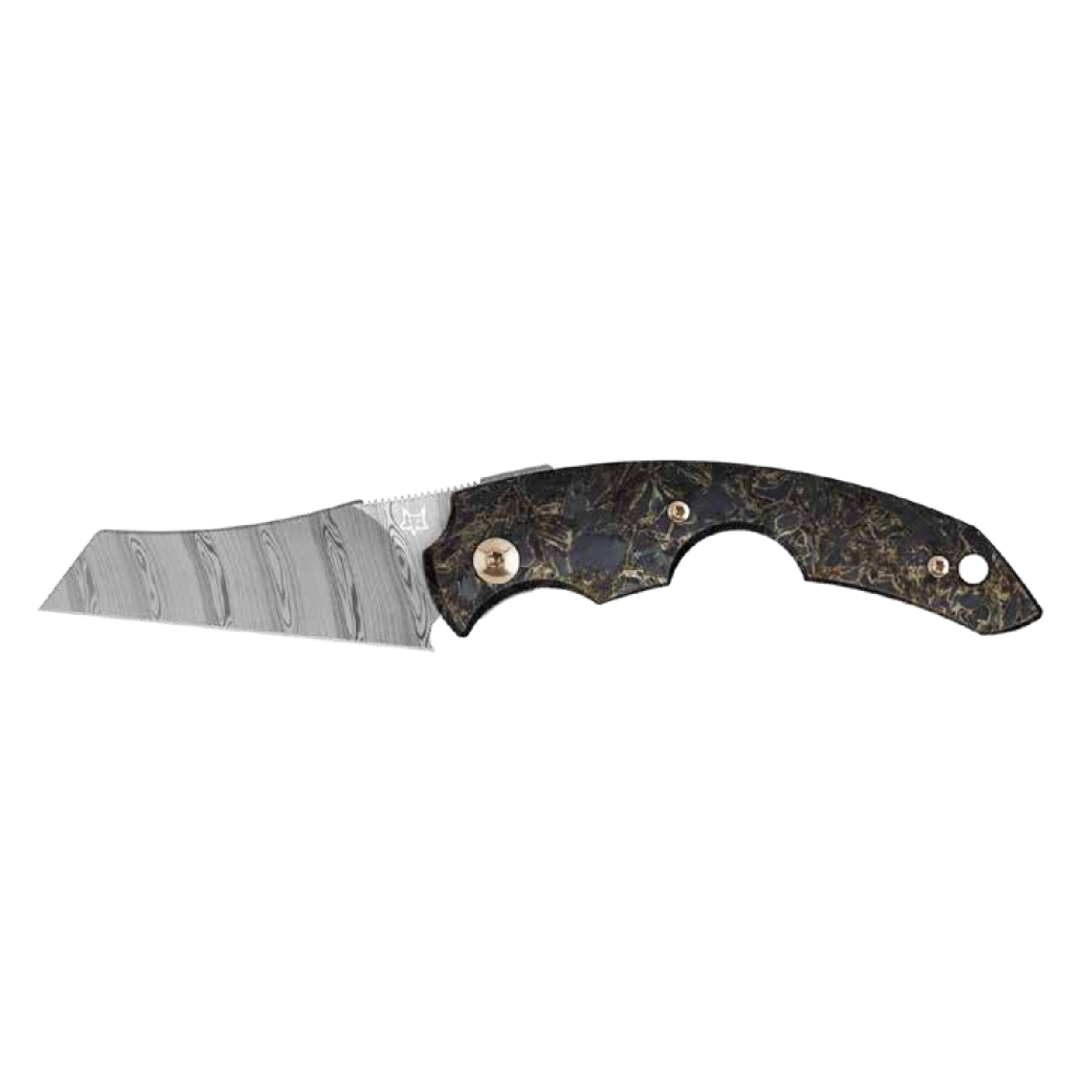 Lama tagliasigari Venetialab Damasteel Super Dense Twist in acciaio inossidabile Martensitico, Manico in Carbonio Dark Matter Gold