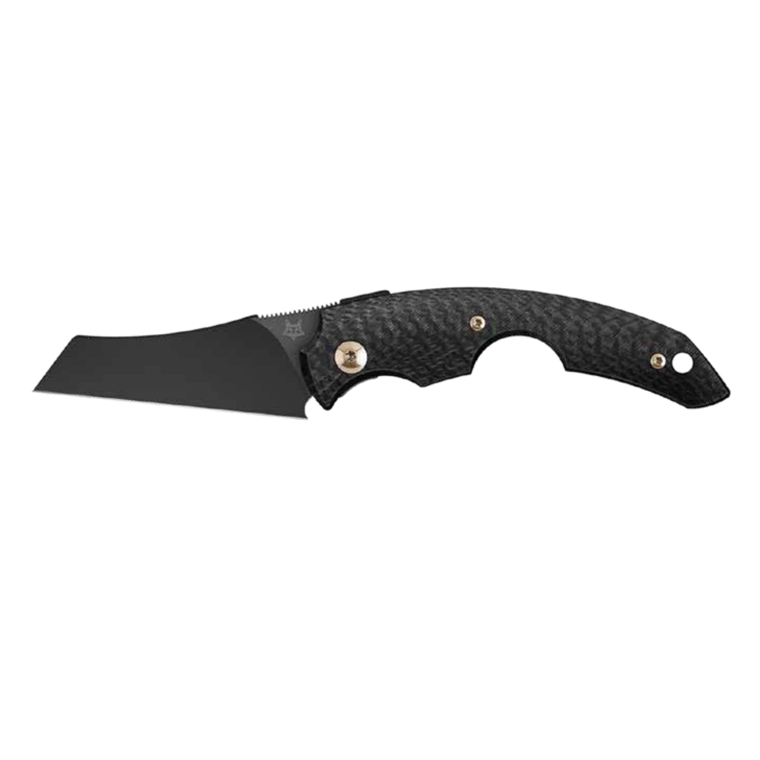 Lama tagliasigari Venetialab Damasteel Super Dense Twist in acciaio inox nero Stonewash, Manico in Carbonio Dark Matter Gold