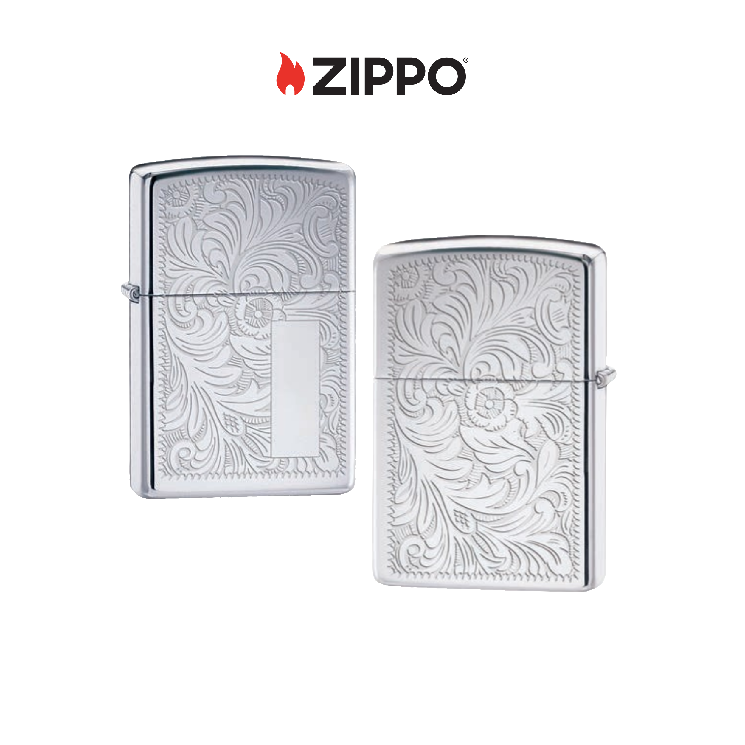 Accendino Zippo High Polish Chrome Venetian 352 in metallo a benzina  - ricaricabile - antivento - decorato