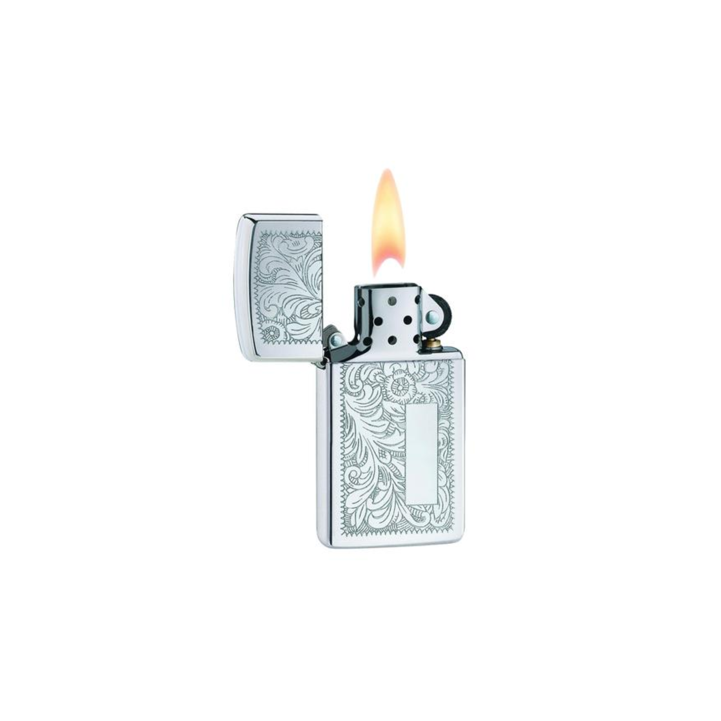 Accendino Zippo Slim Chrome Venetian in metallo a benzina - ricaricabile - antivento - decorato