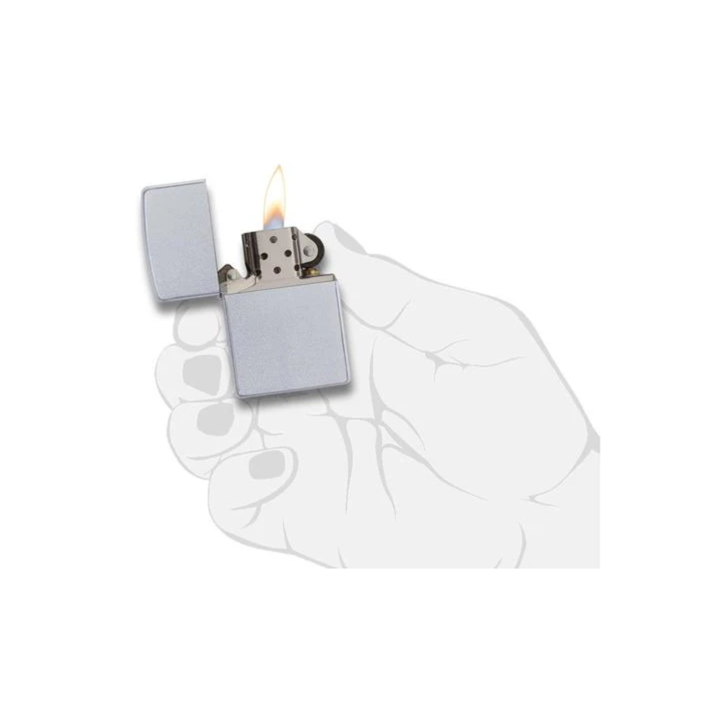 Accendino Zippo Satin Chrome in metallo a benzina - ricaricabile - antivento - classico
