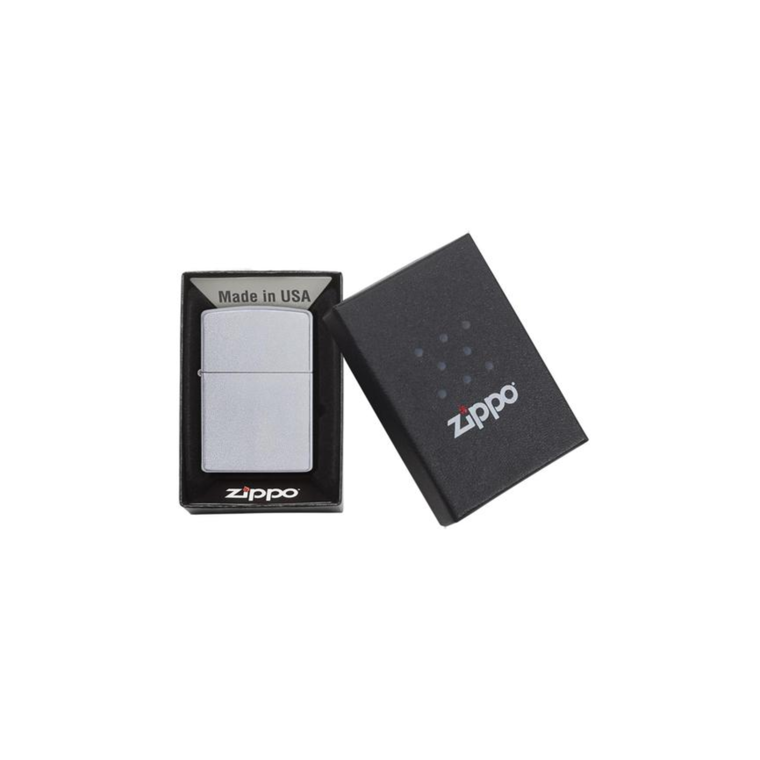 Accendino Zippo Satin Chrome in metallo a benzina - ricaricabile - antivento - classico