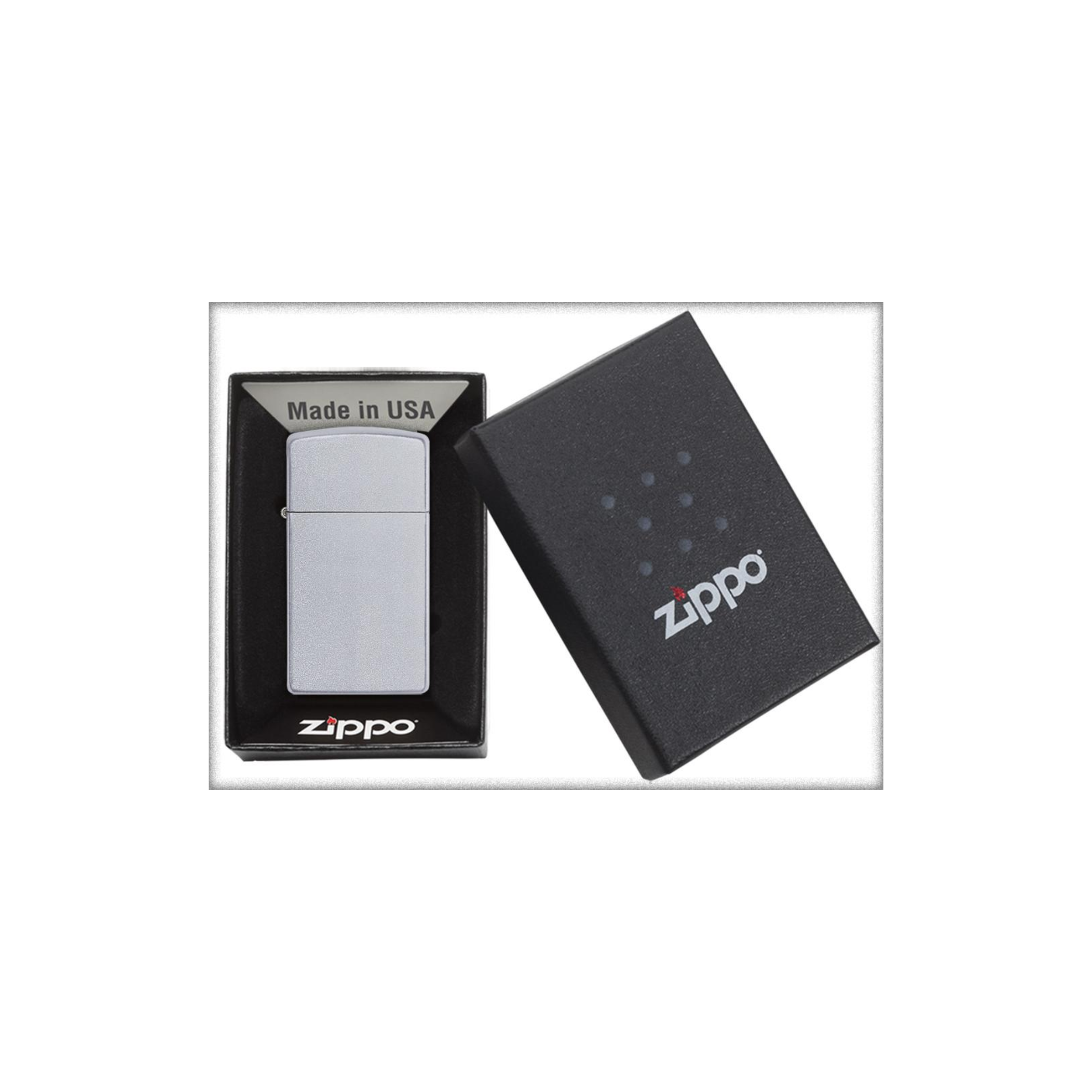 Accendino Zippo Satin Chrome Slim in metallo a benzina - ricaricabile - antivento - classico