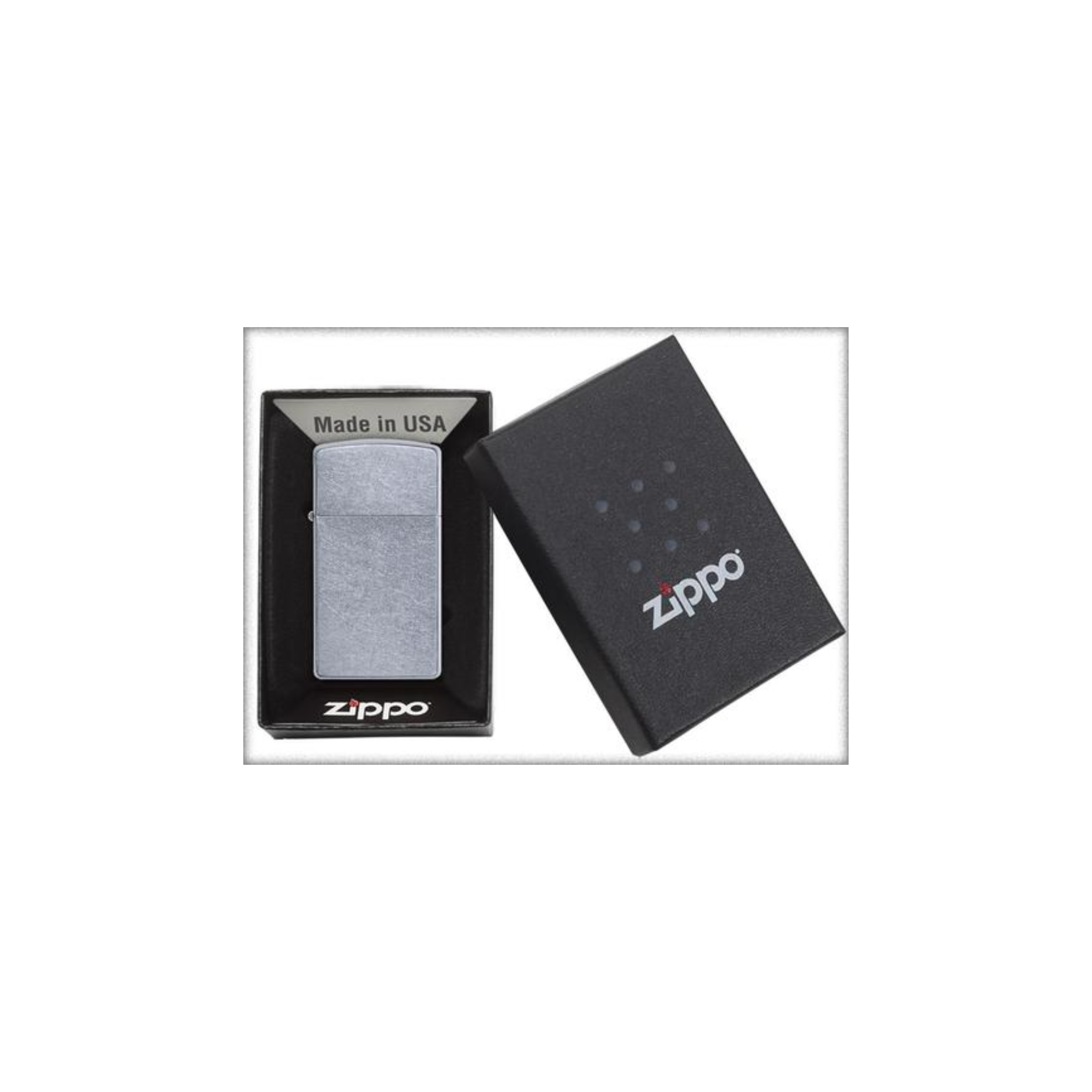 Accendino Zippo Classic Street Chrome™ SLIM in metallo a benzina - ricaricabile - antivento - vintage