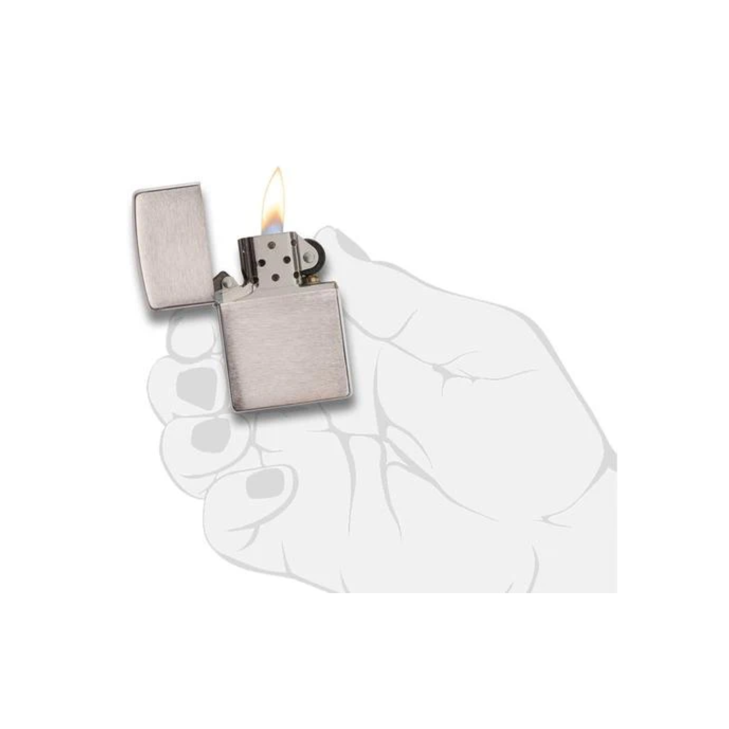 Accendino Zippo Brushed Chrome in metallo a benzina - ricaricabile - antivento