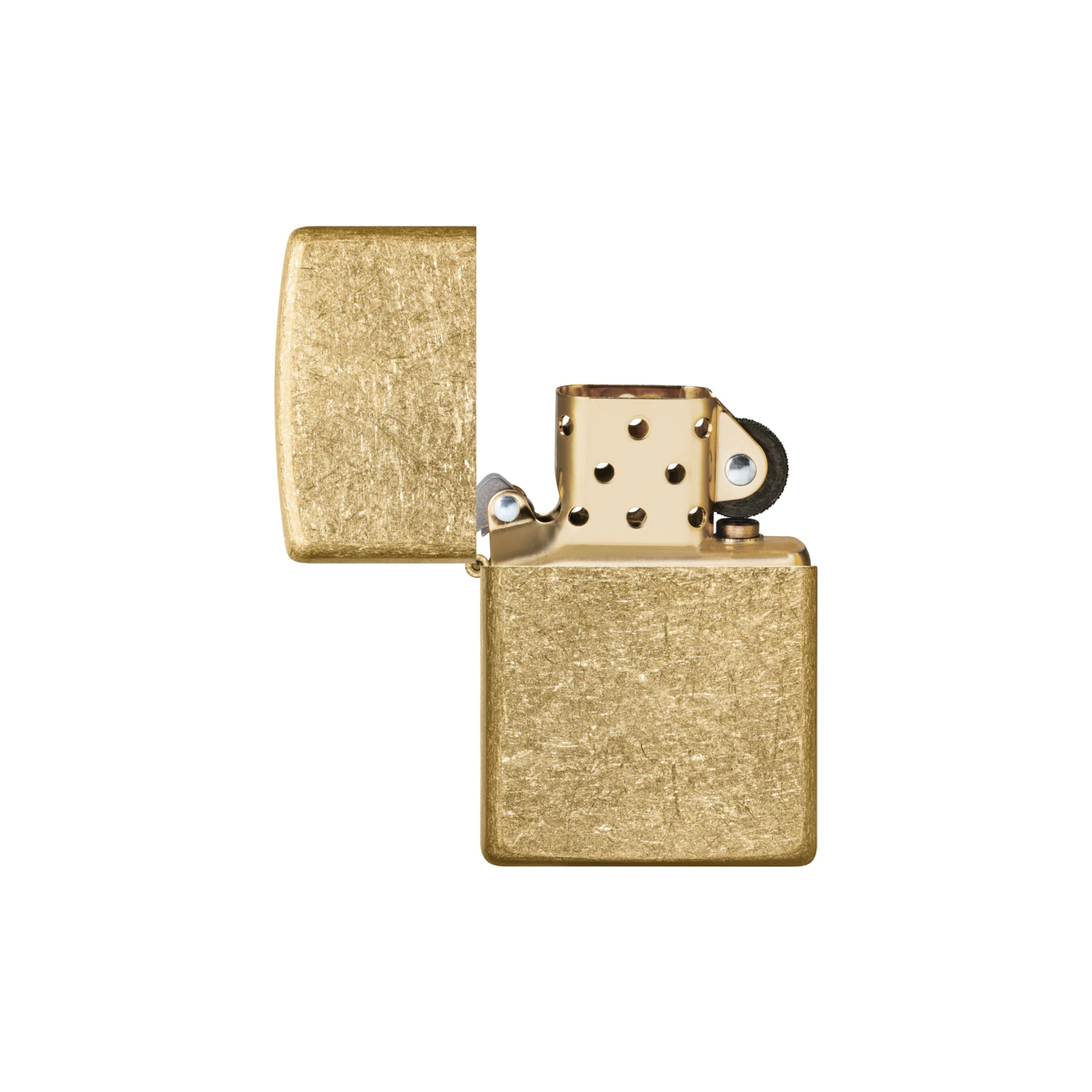 Accendino Zippo® Tumbled Brass in ottone color oro a benzina - ricaricabile - antivento