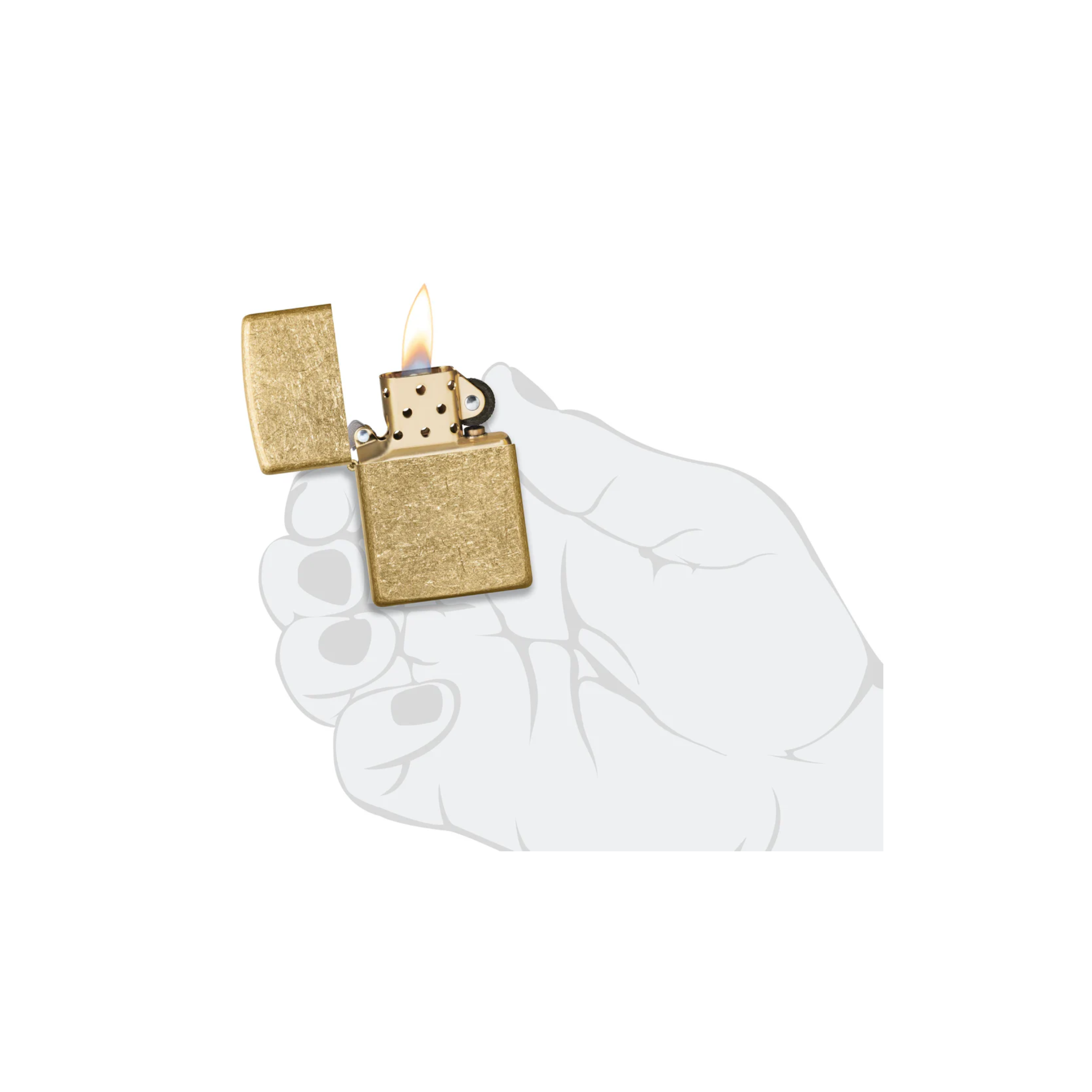Accendino Zippo® Tumbled Brass in ottone color oro a benzina - ricaricabile - antivento