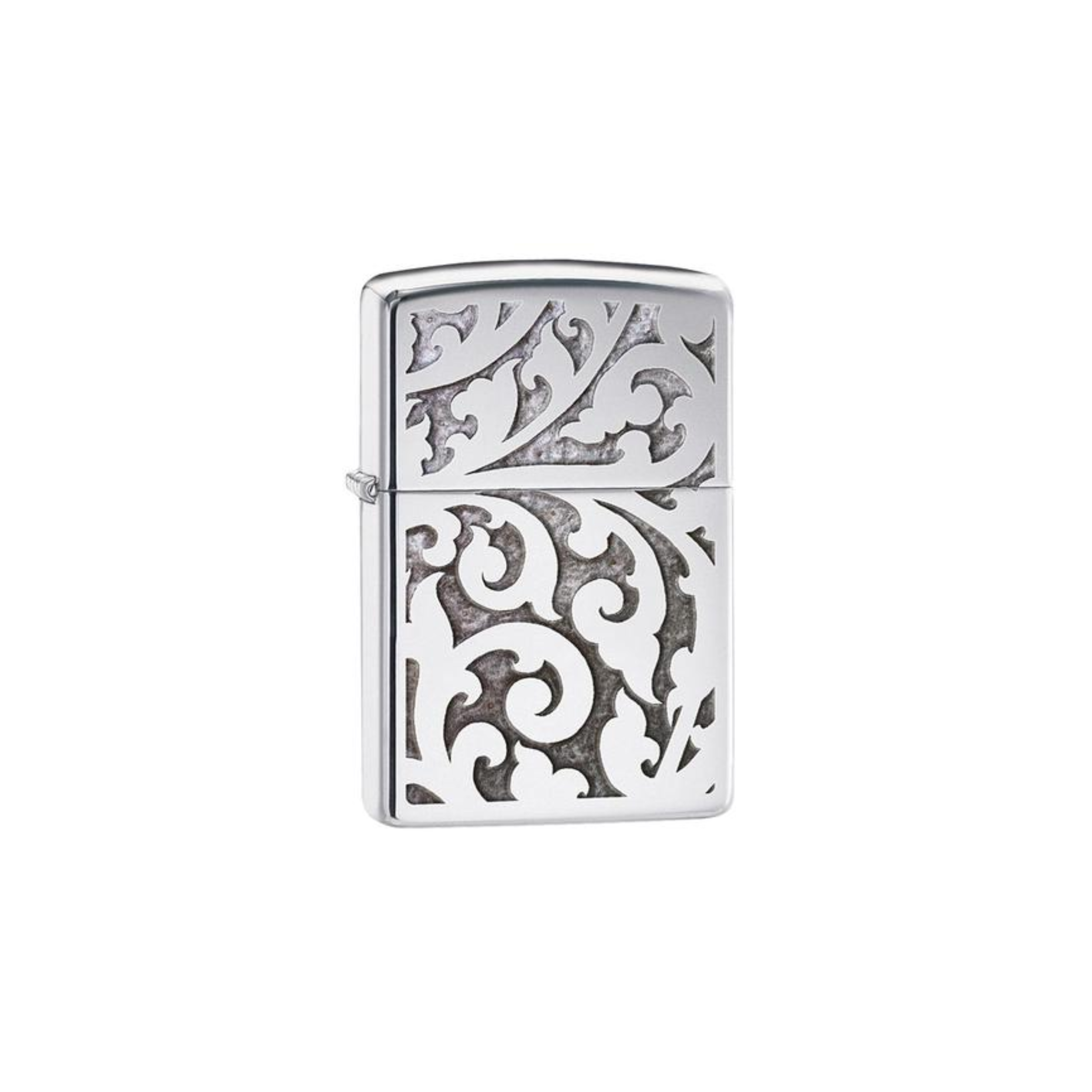 Accendino Zippo High Polish Chrome in metallo a benzina - ricaricabile - antivento -  floreale