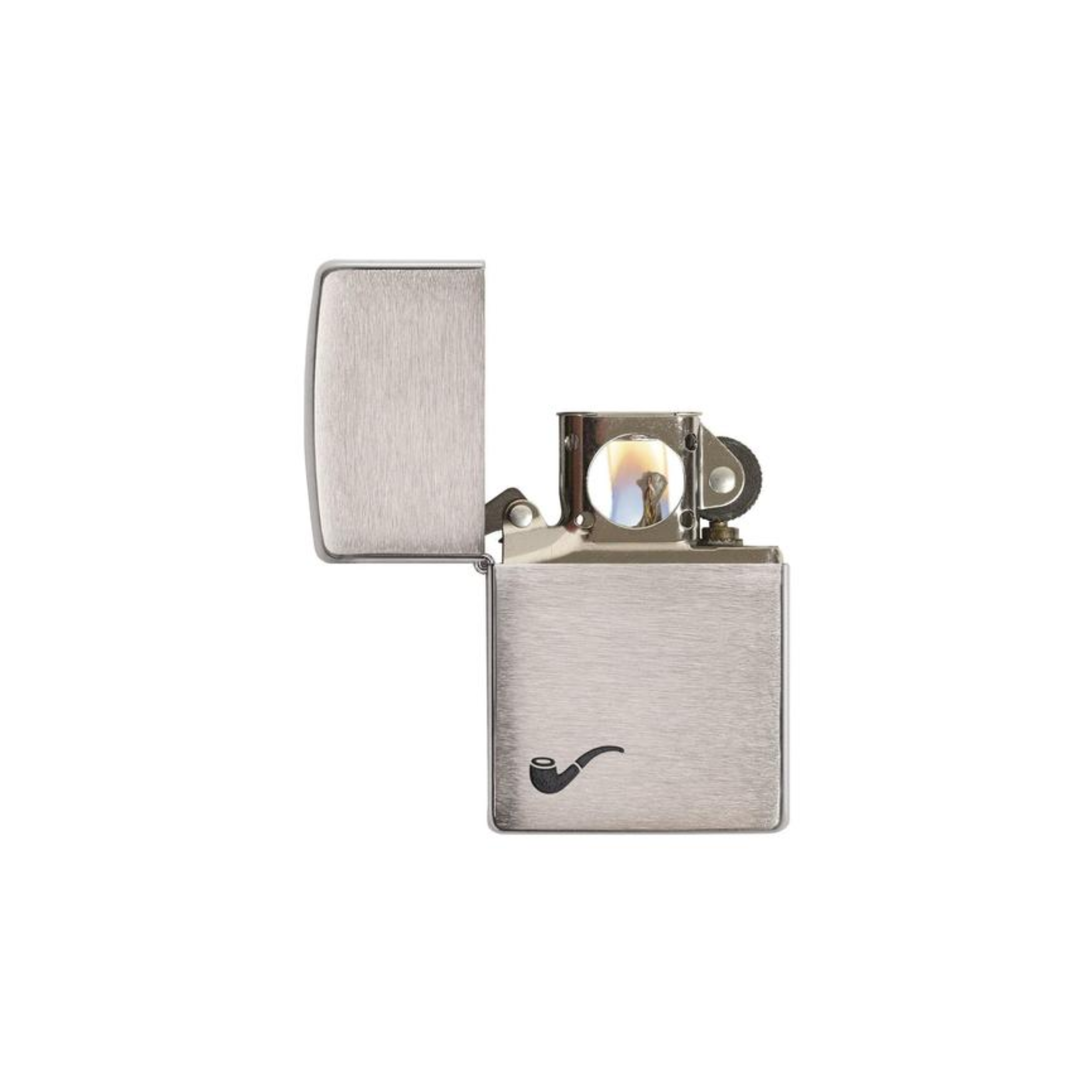 Accendino Zippo  Brushed Chrome per pipa in metallo a benzina - ricaricabile - antivento - pipa