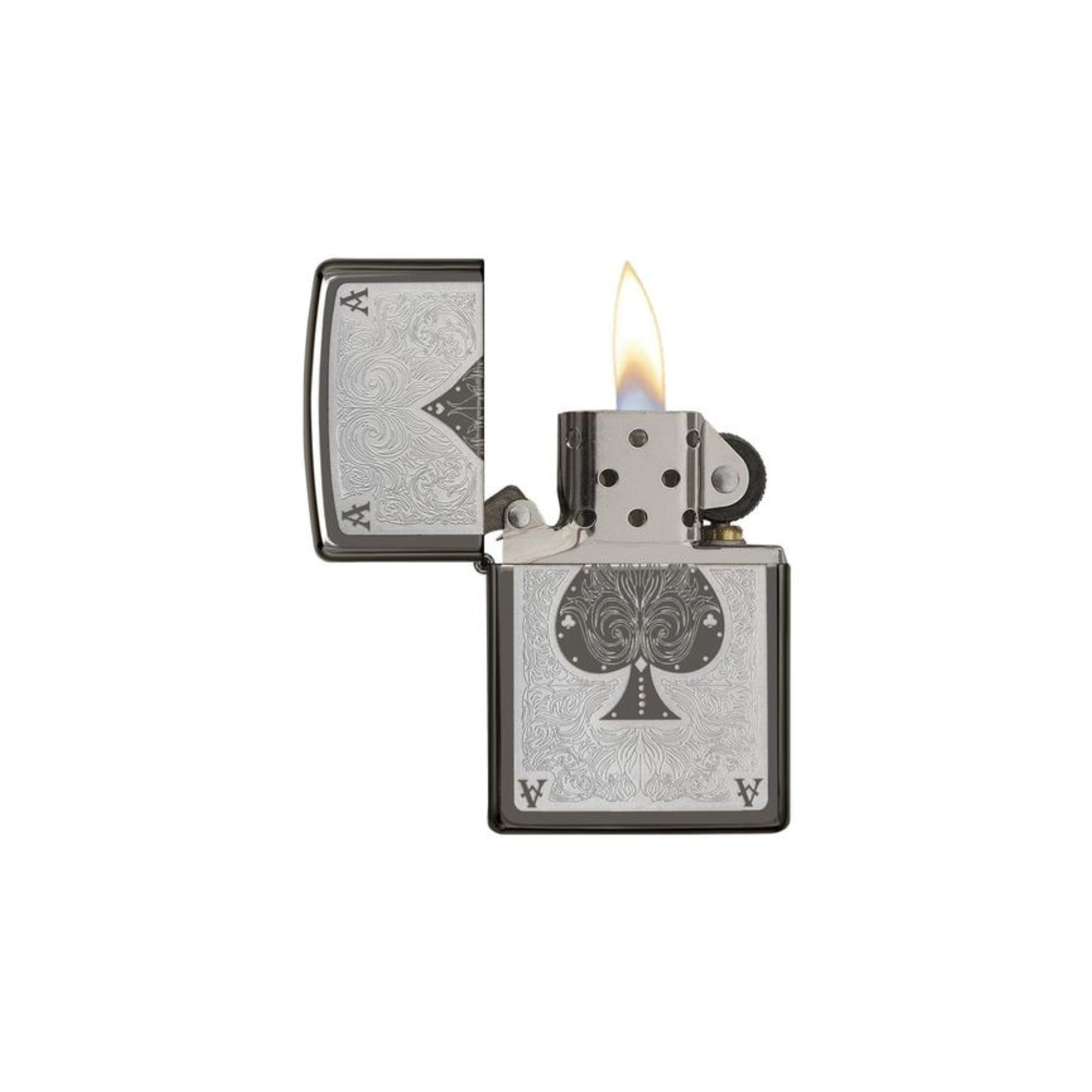 Accendino Zippo Ace Filigree in metallo a benzina - ricaricabile - antivento - asso di picche