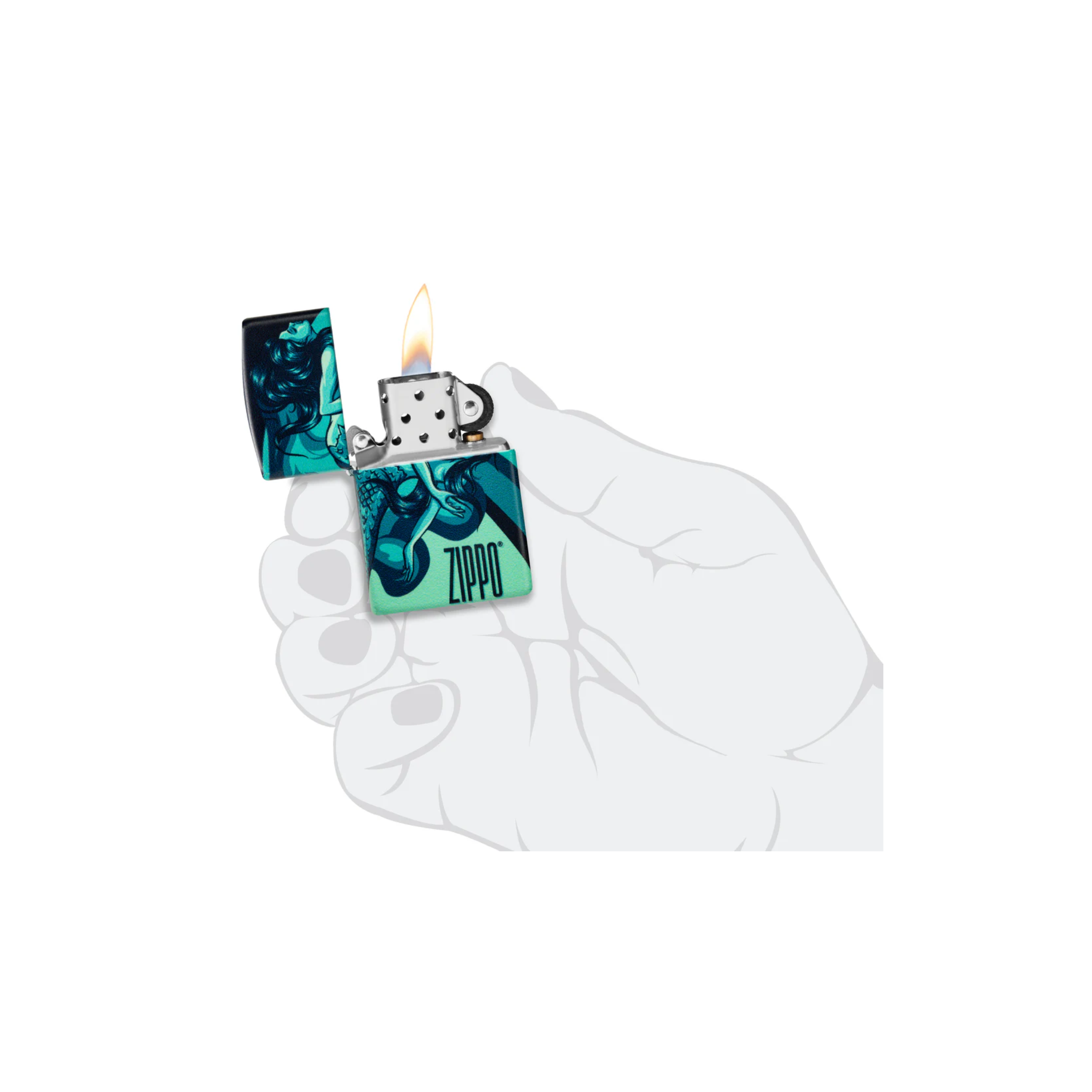 Accendino ZIppo Mermaid Zippo in metallo a benzina - ricaricabile - antivento - sirena
