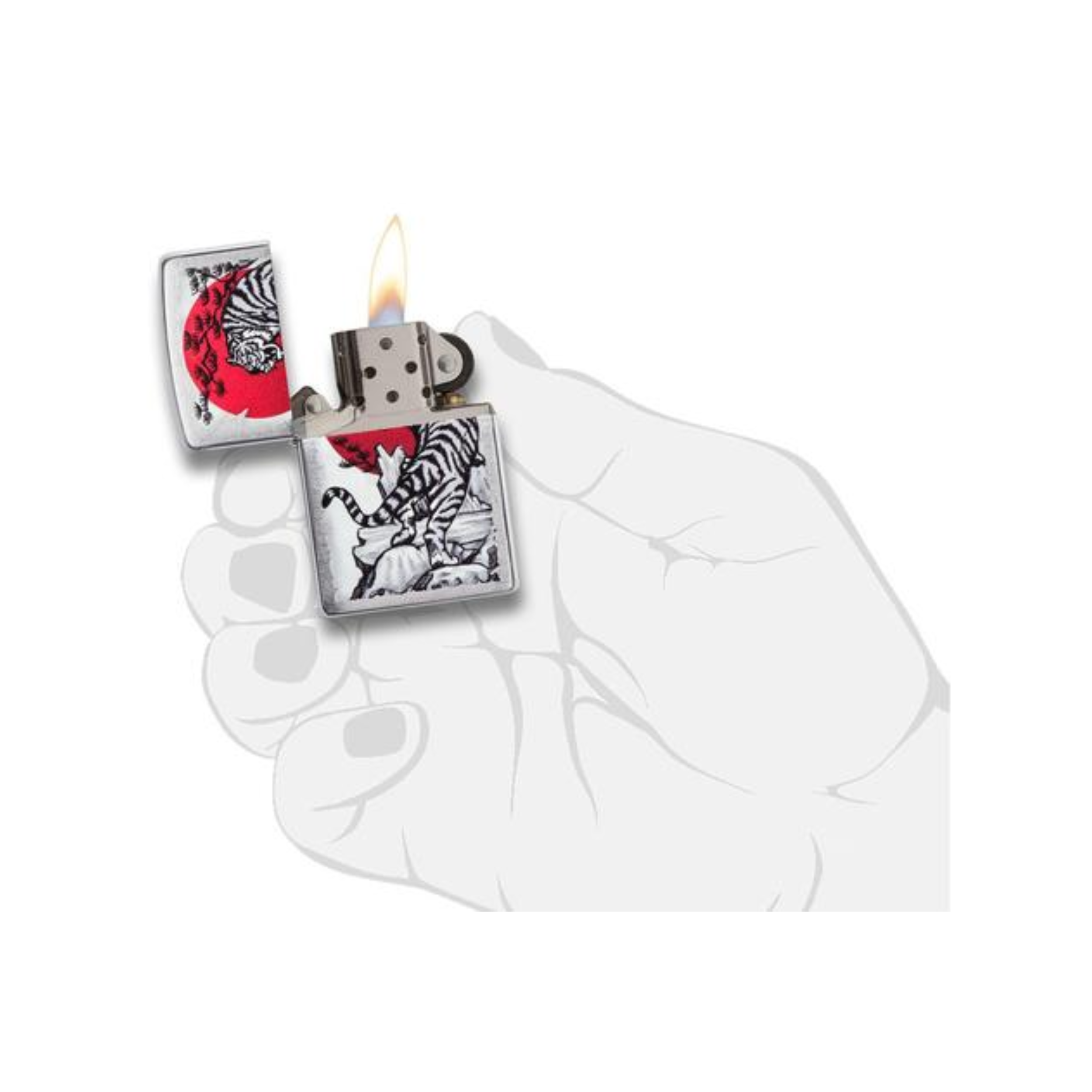 Accendino Zippo Asian Tiger Design in metallo a benzina - ricaricabile - antivento - tigre