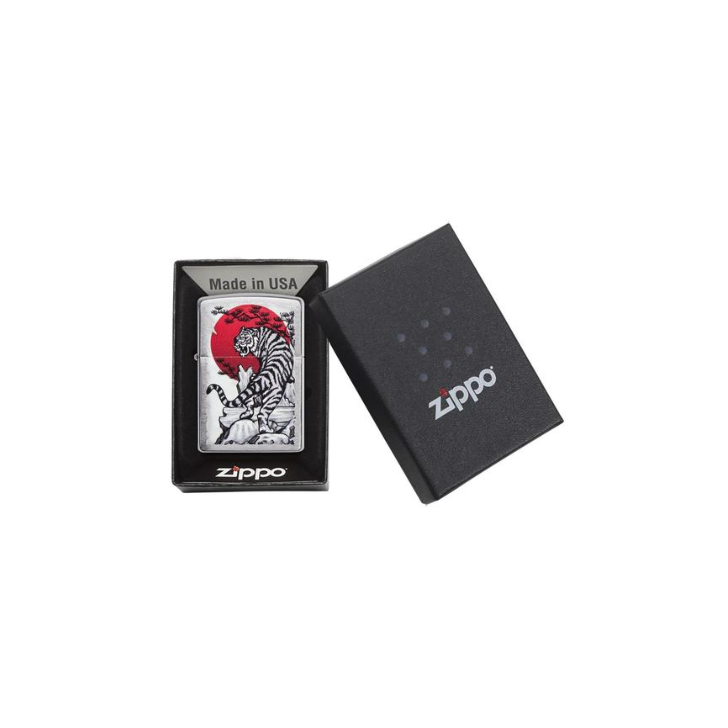 Accendino Zippo Asian Tiger Design in metallo a benzina - ricaricabile - antivento - tigre
