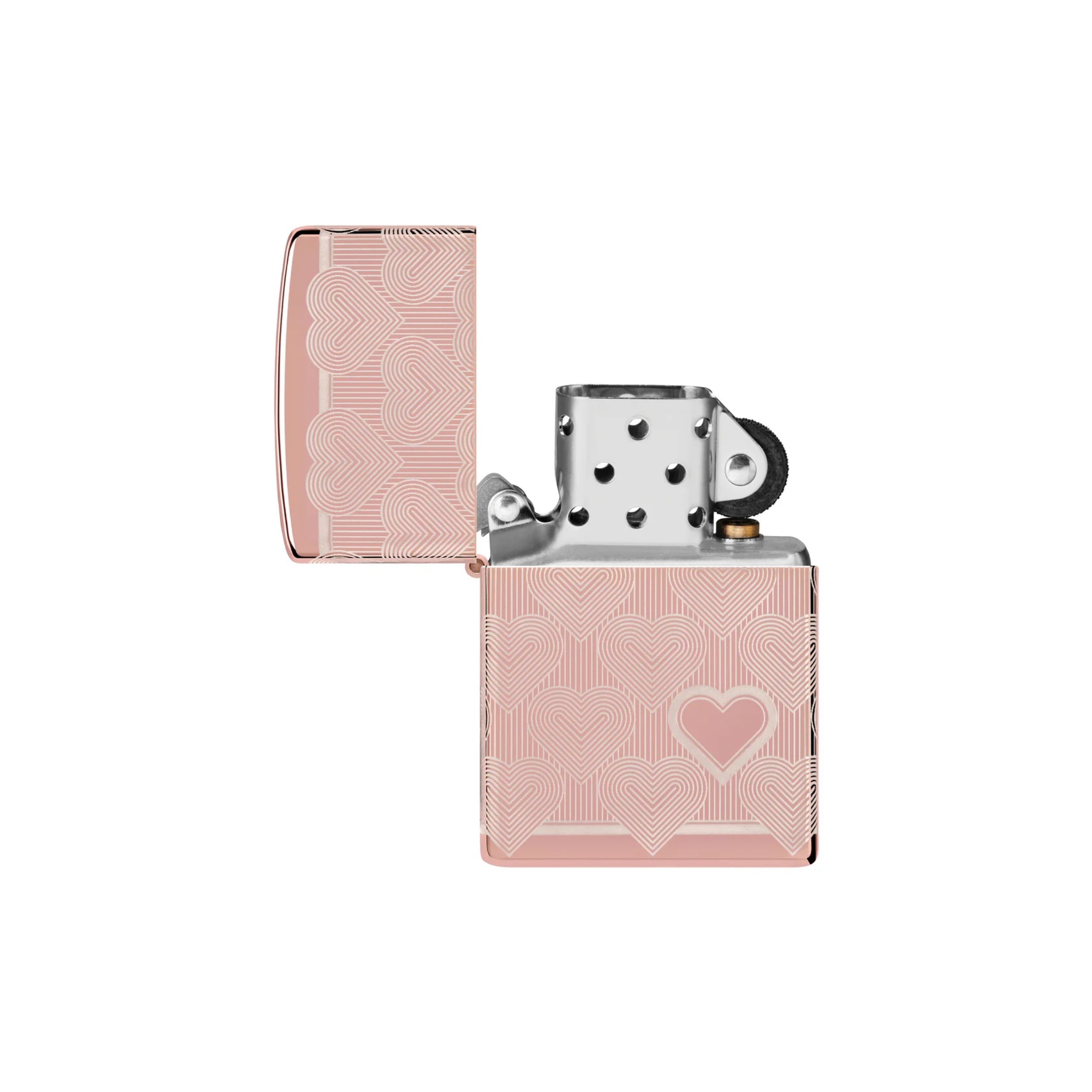 Accendino Zippo Pink Heart in metallo a benzina - ricaricabile - antivento - cuore