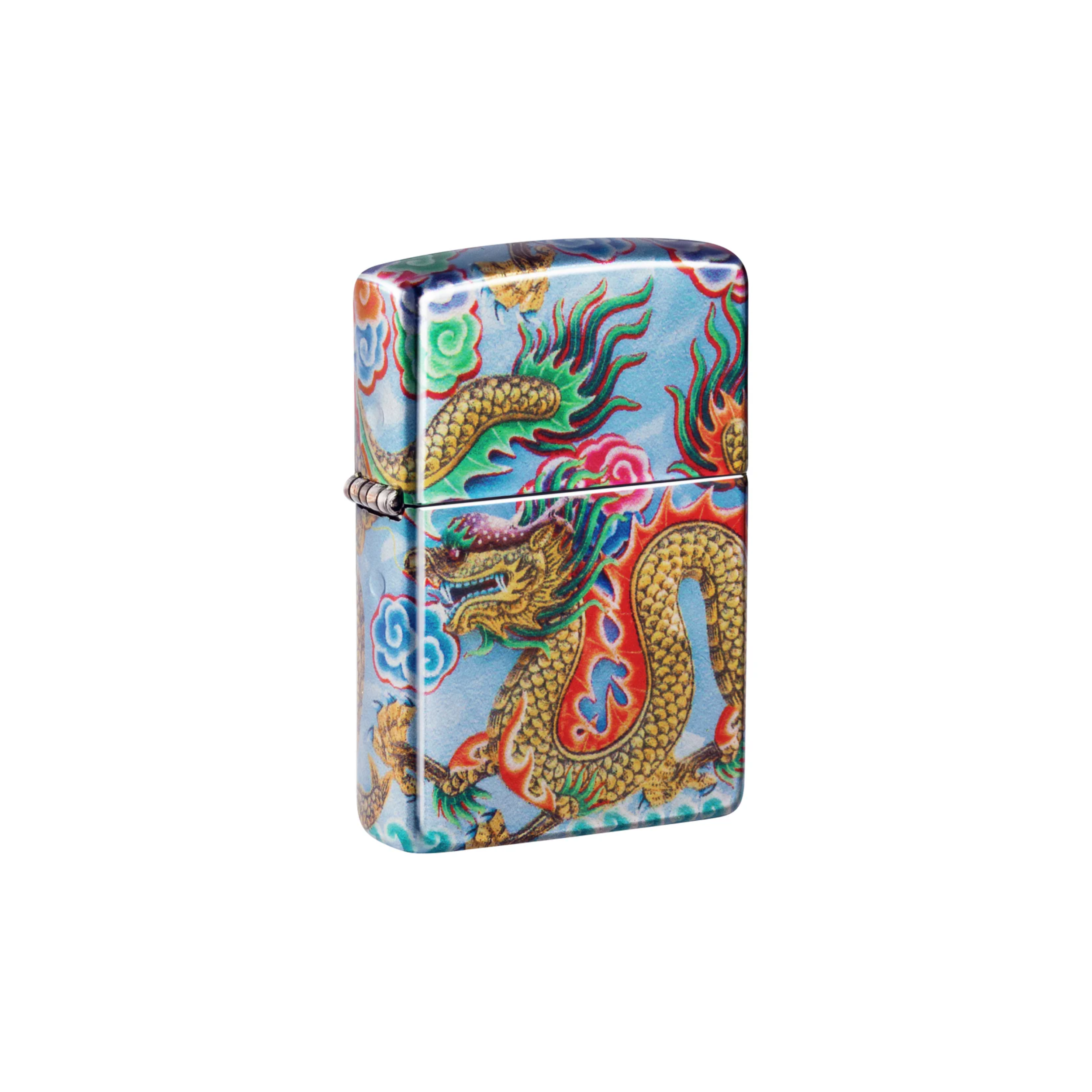 Accendino Zippo Dragon in metallo a benzina - ricaricabile - antivento - drago