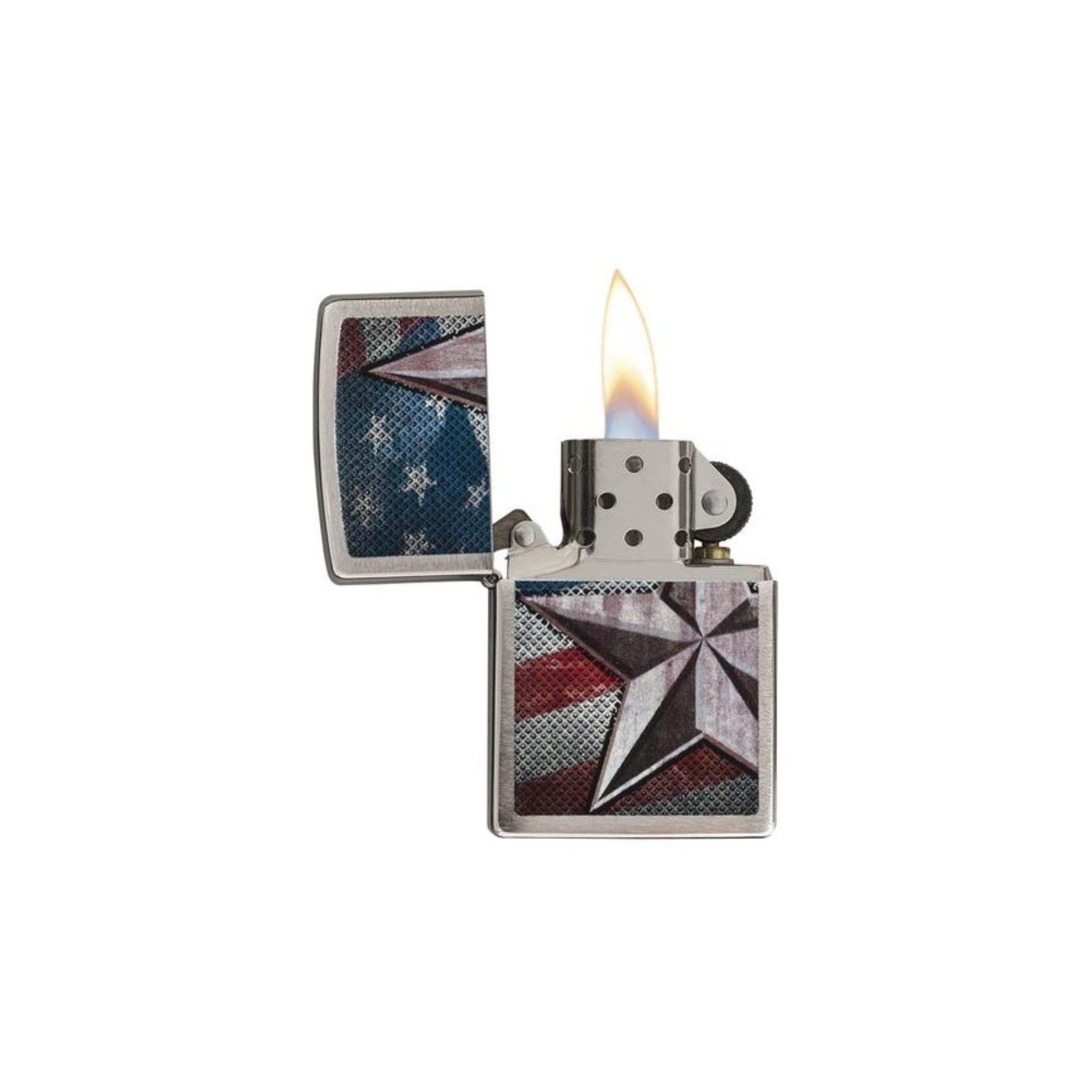 Accendino Zippo Retro Star in metallo a benzina - ricaricabile - antivento - stella - bandiera USA