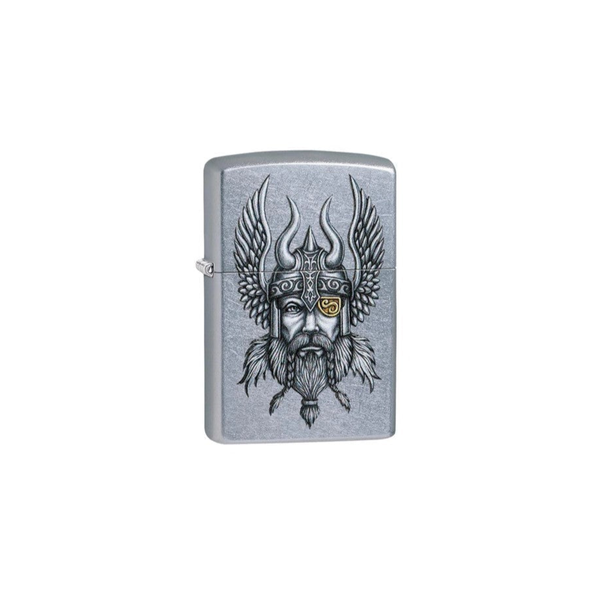 Accendino Zippo Viking Warrior Design in metallo a benzina - ricaricabile - antivento - vichingo del nord