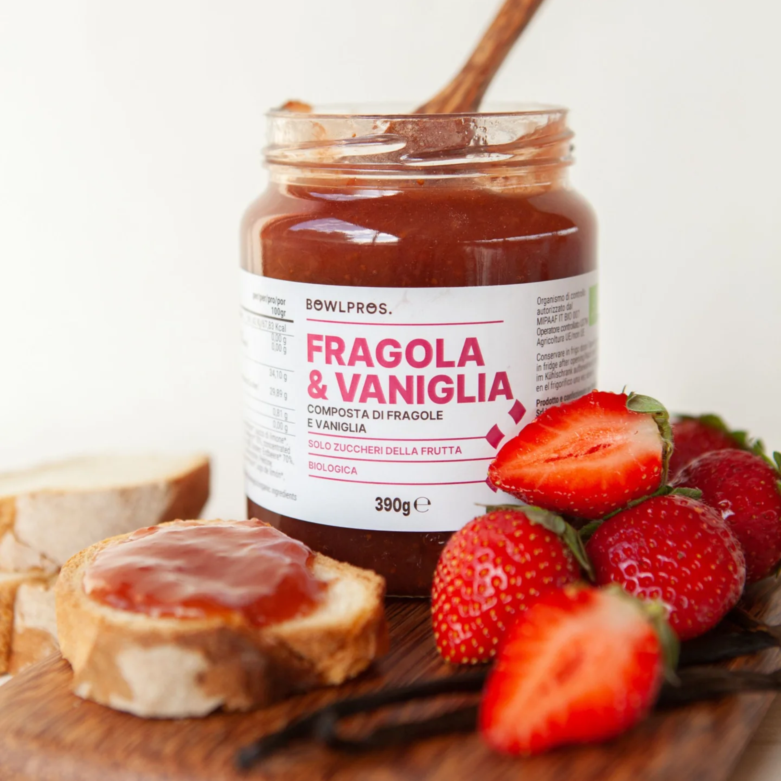 390g Composta Biologica 70% Fragole e Vaniglia senza glutine