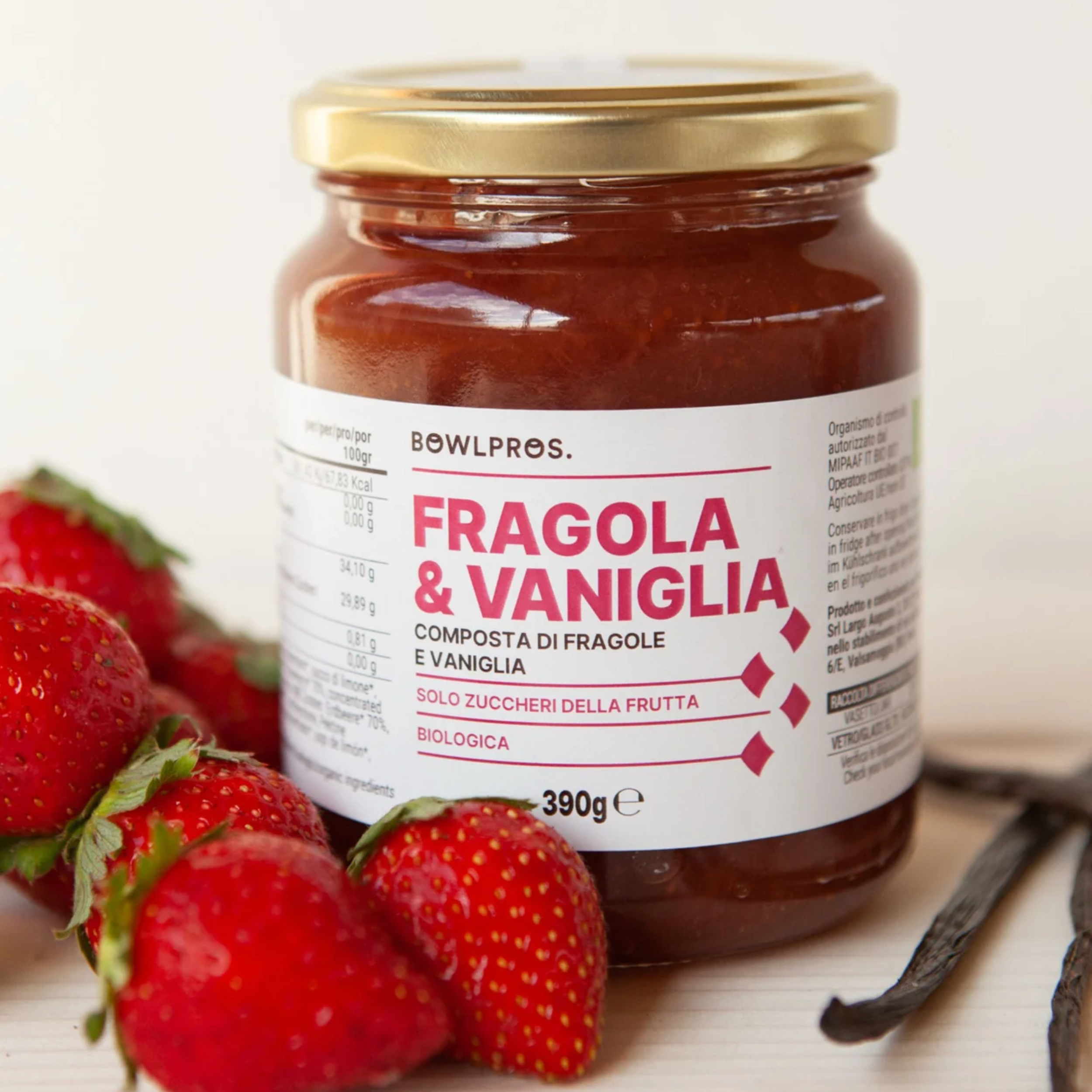 390g Composta Biologica 70% Fragole e Vaniglia senza glutine