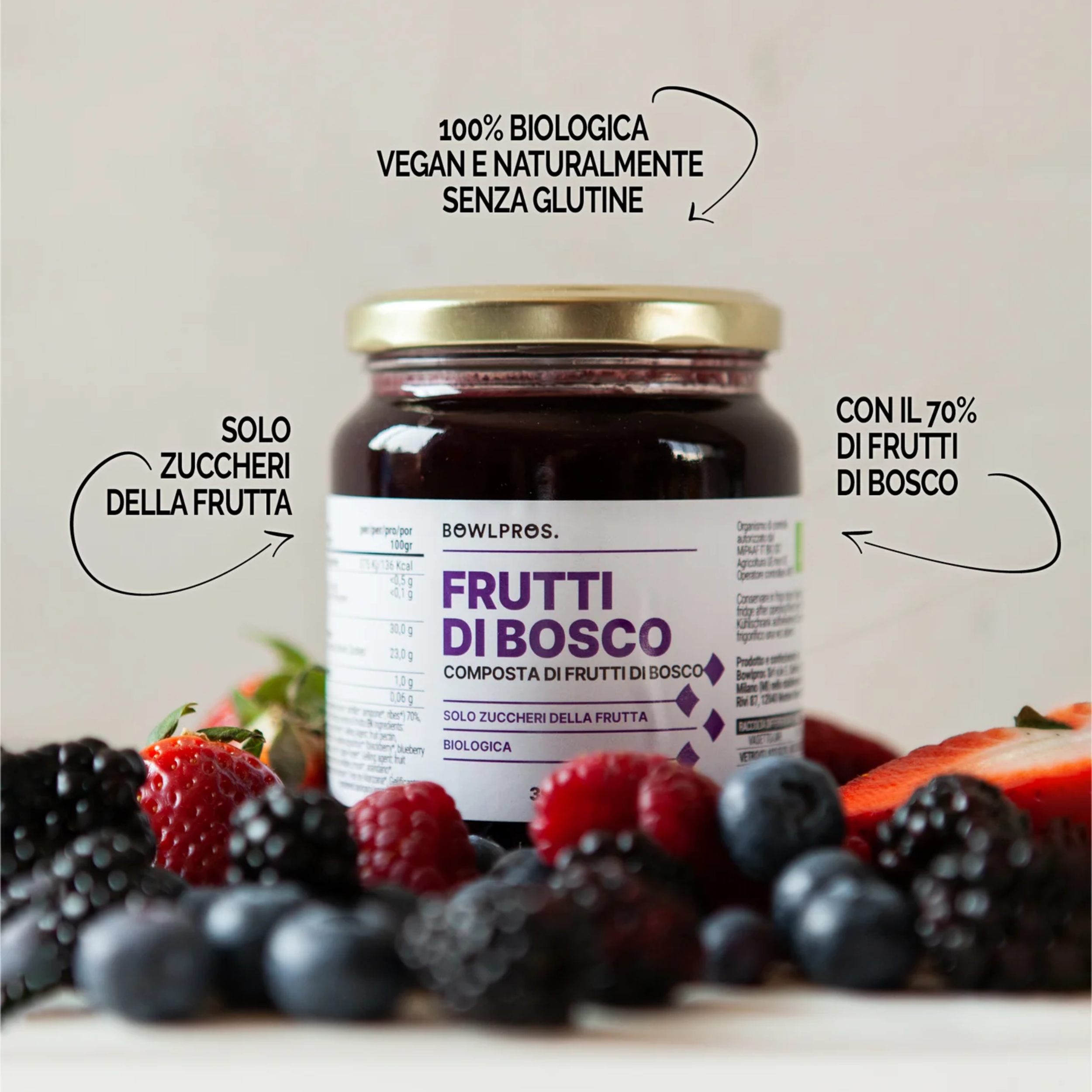 390g Composta Biologica 70% Frutti di Bosco senza glutine