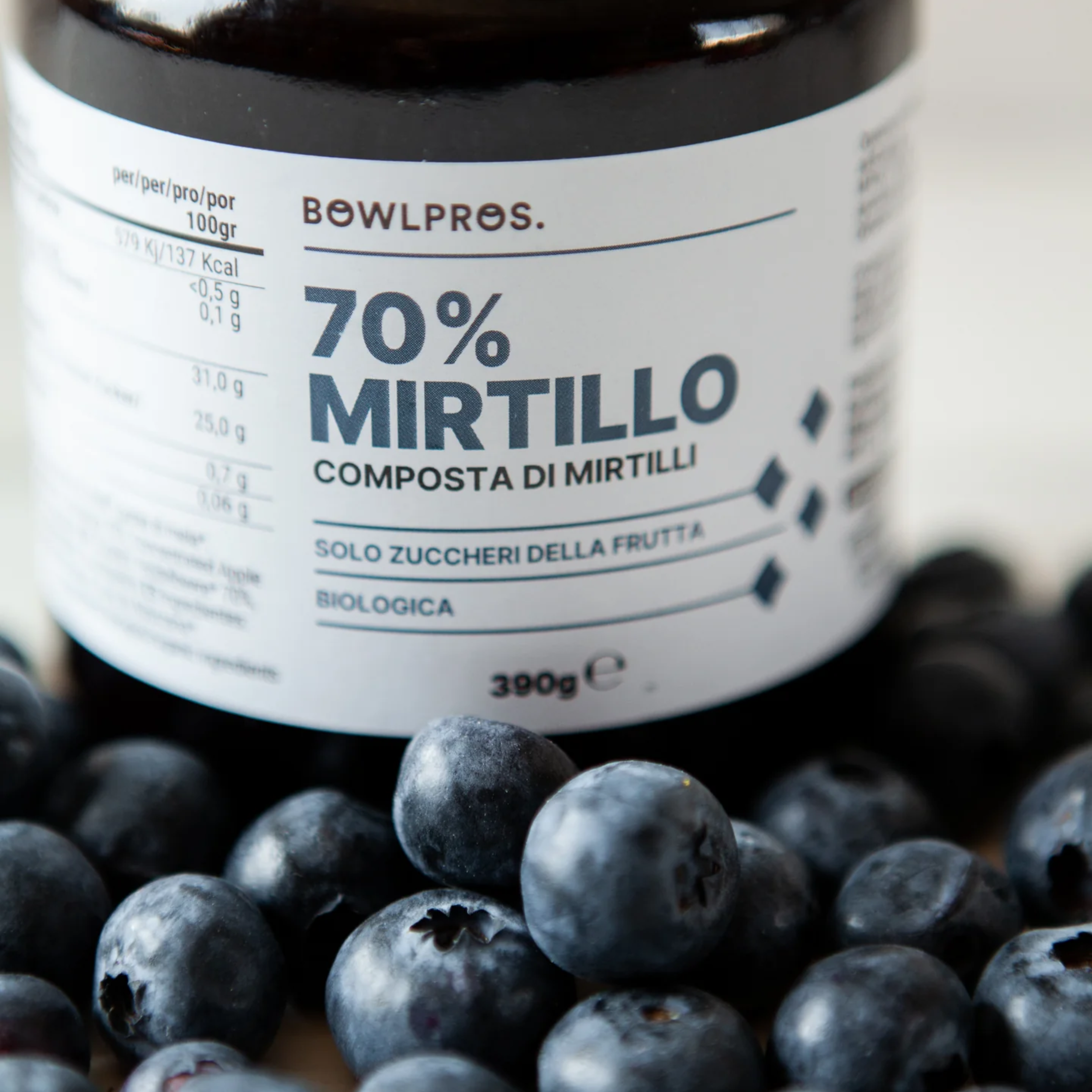 390g Composta Biologica 70% Mirtilli senza glutine