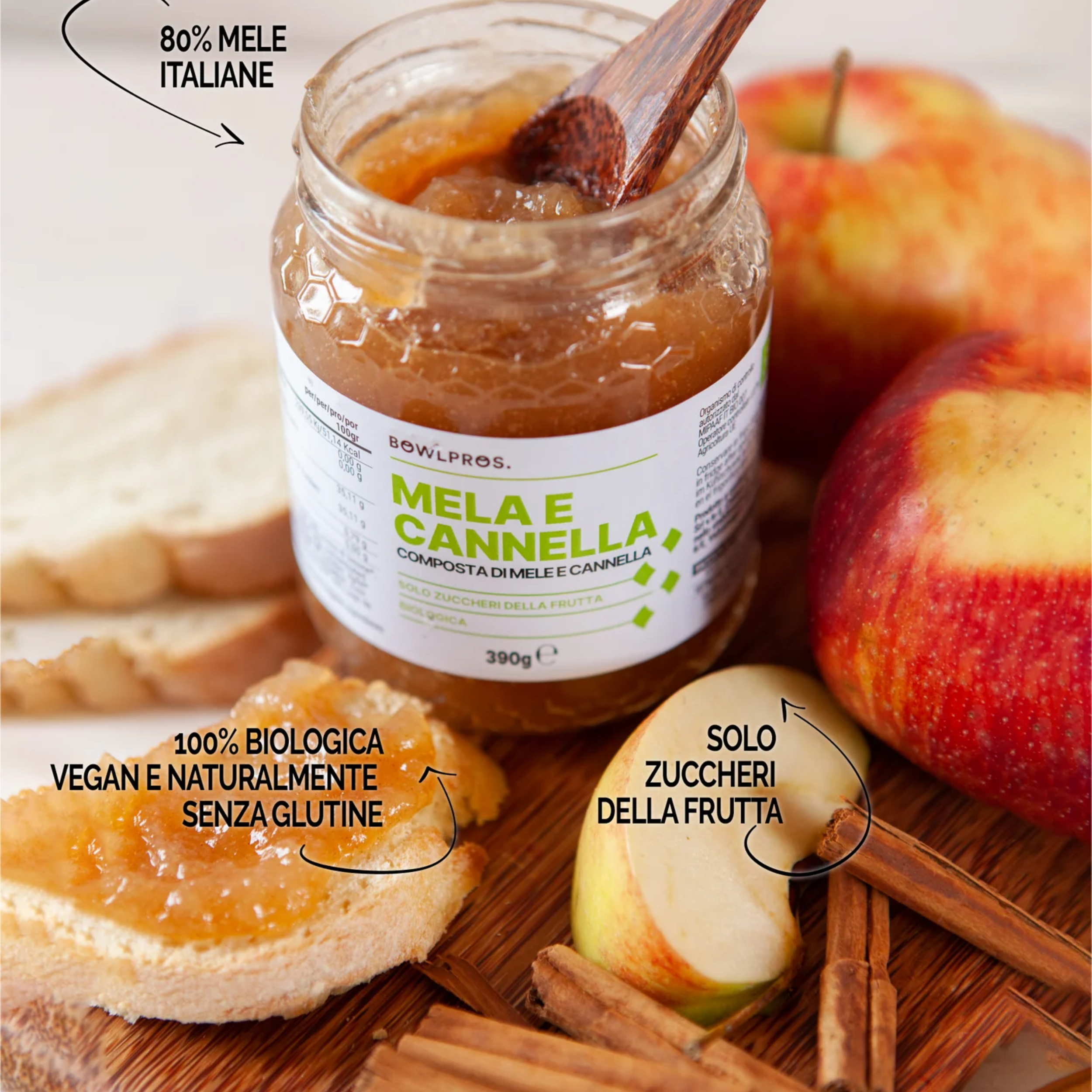 390g Composta Biologica di Mela e Cannella senza glutine