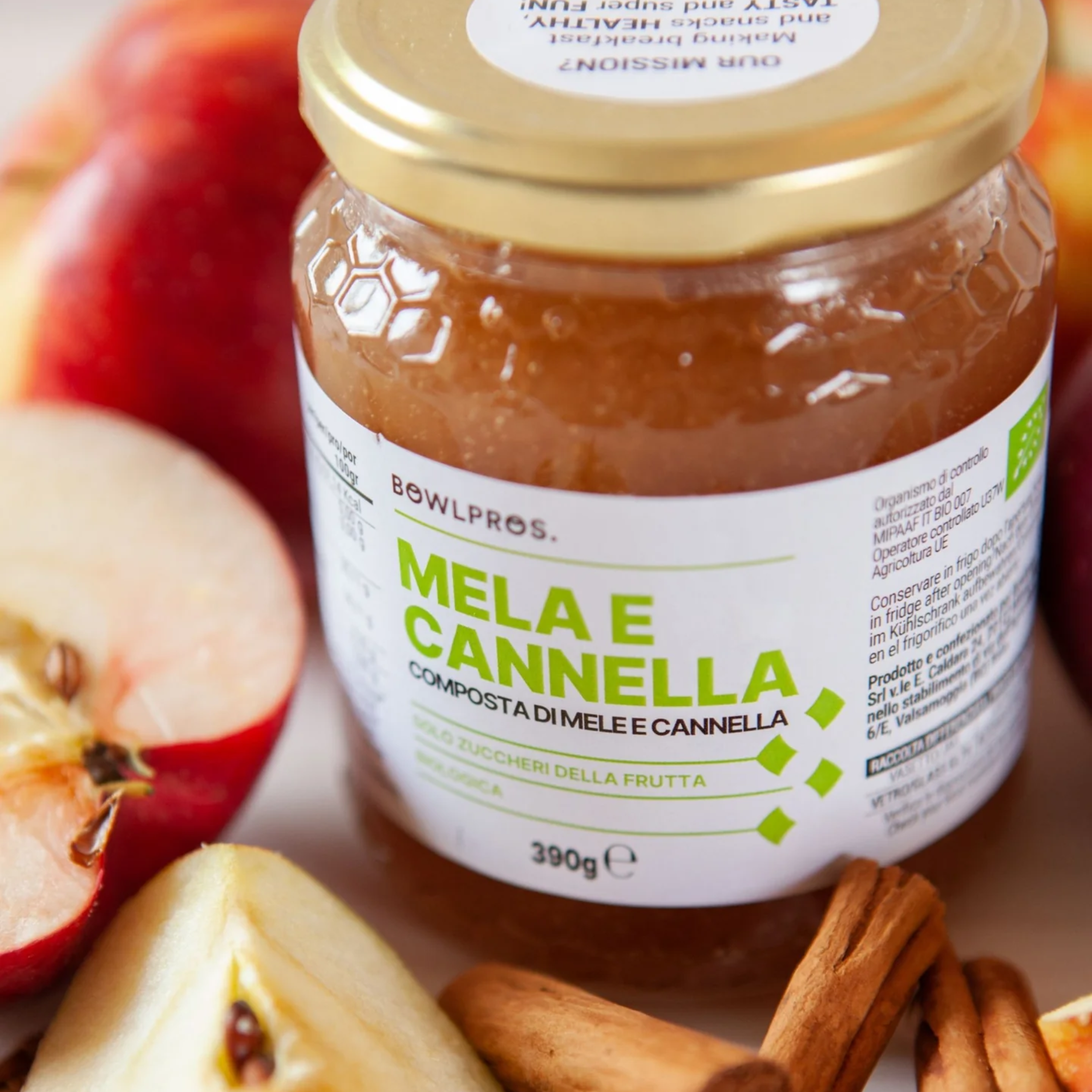 390g Composta Biologica di Mela e Cannella senza glutine