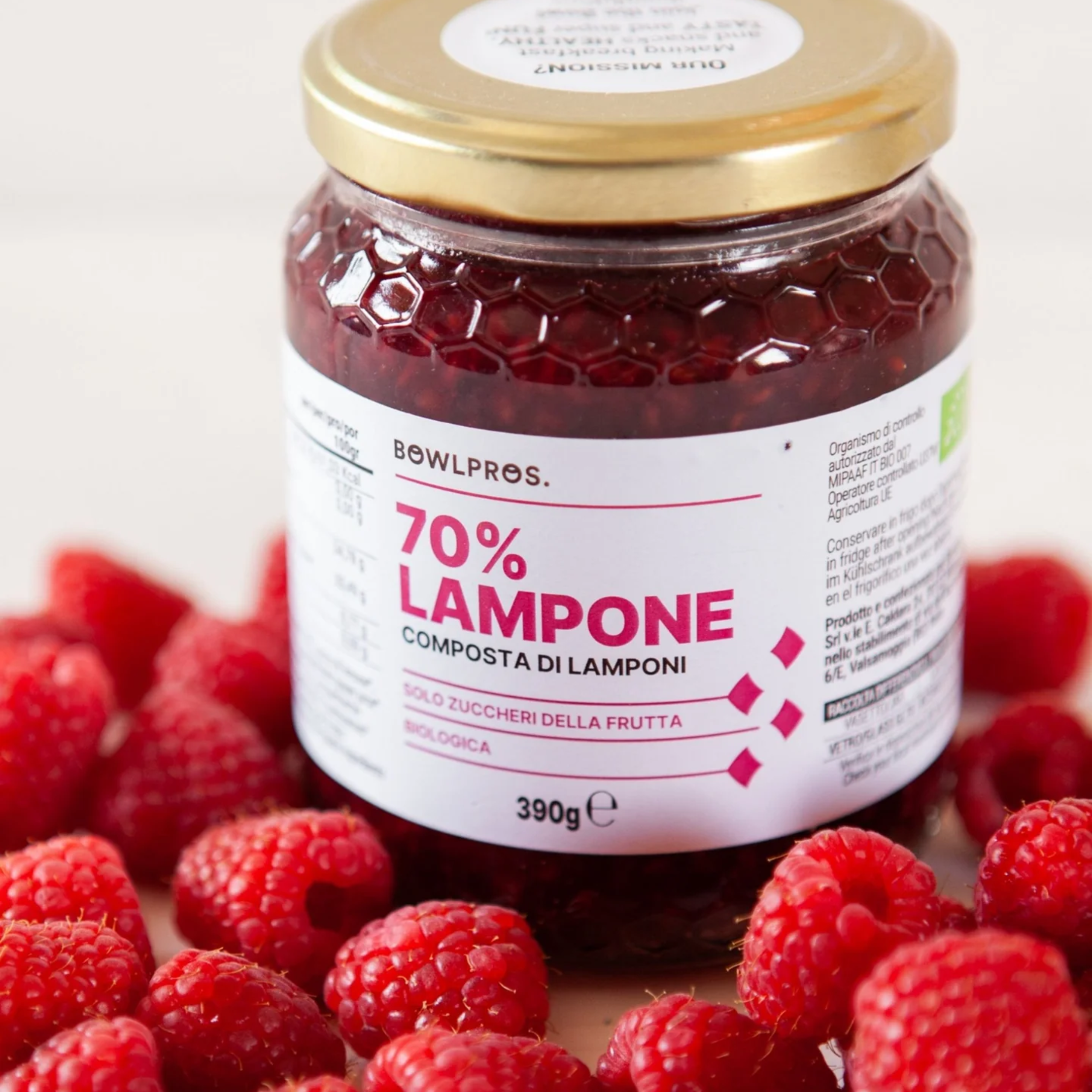 390g Composta Biologica 70% Lamponi Selvatici senza glutine