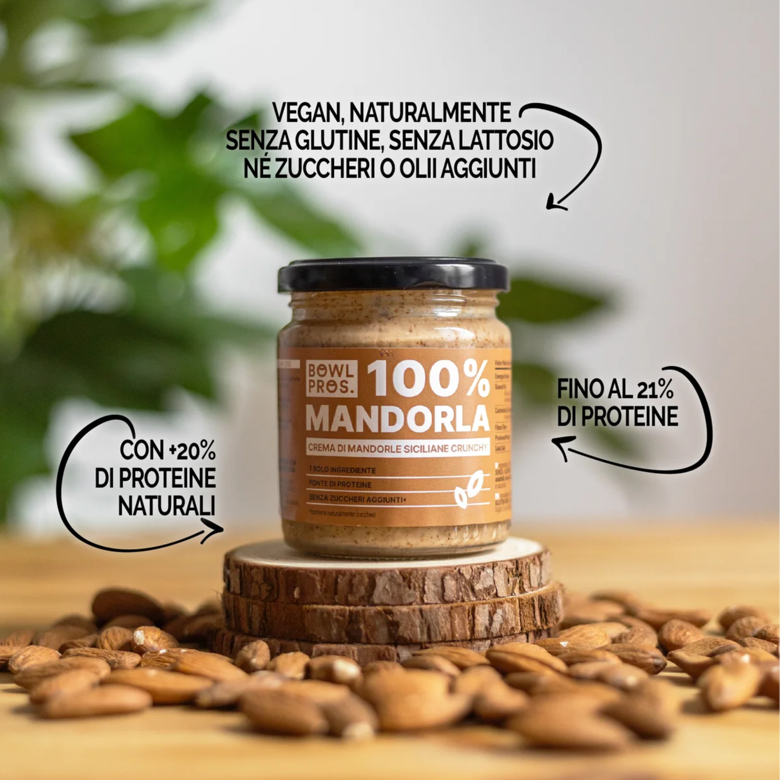 200g Crema 100% Mandorle Crunchy senza glutine