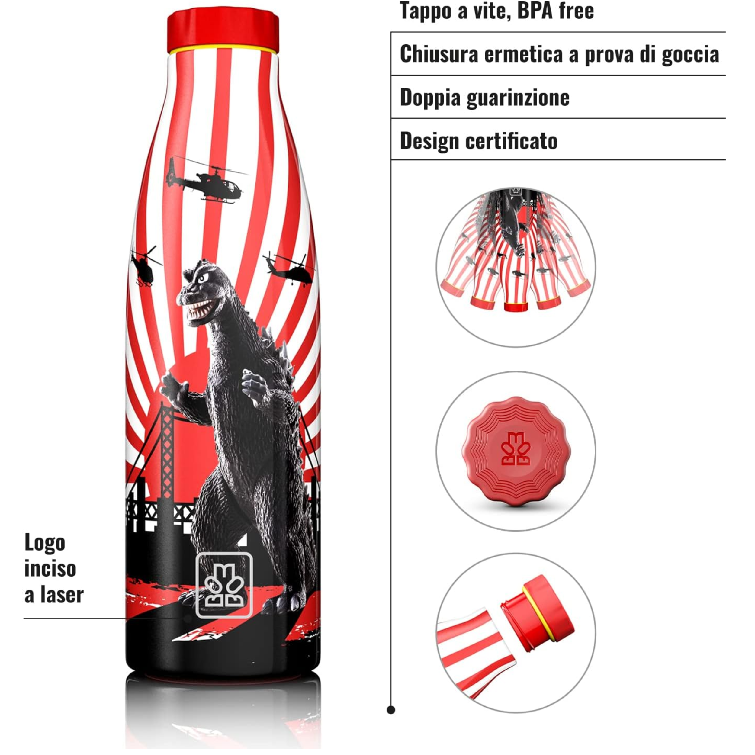520ml Borraccia Termica BBoom in Acciaio- Eroi