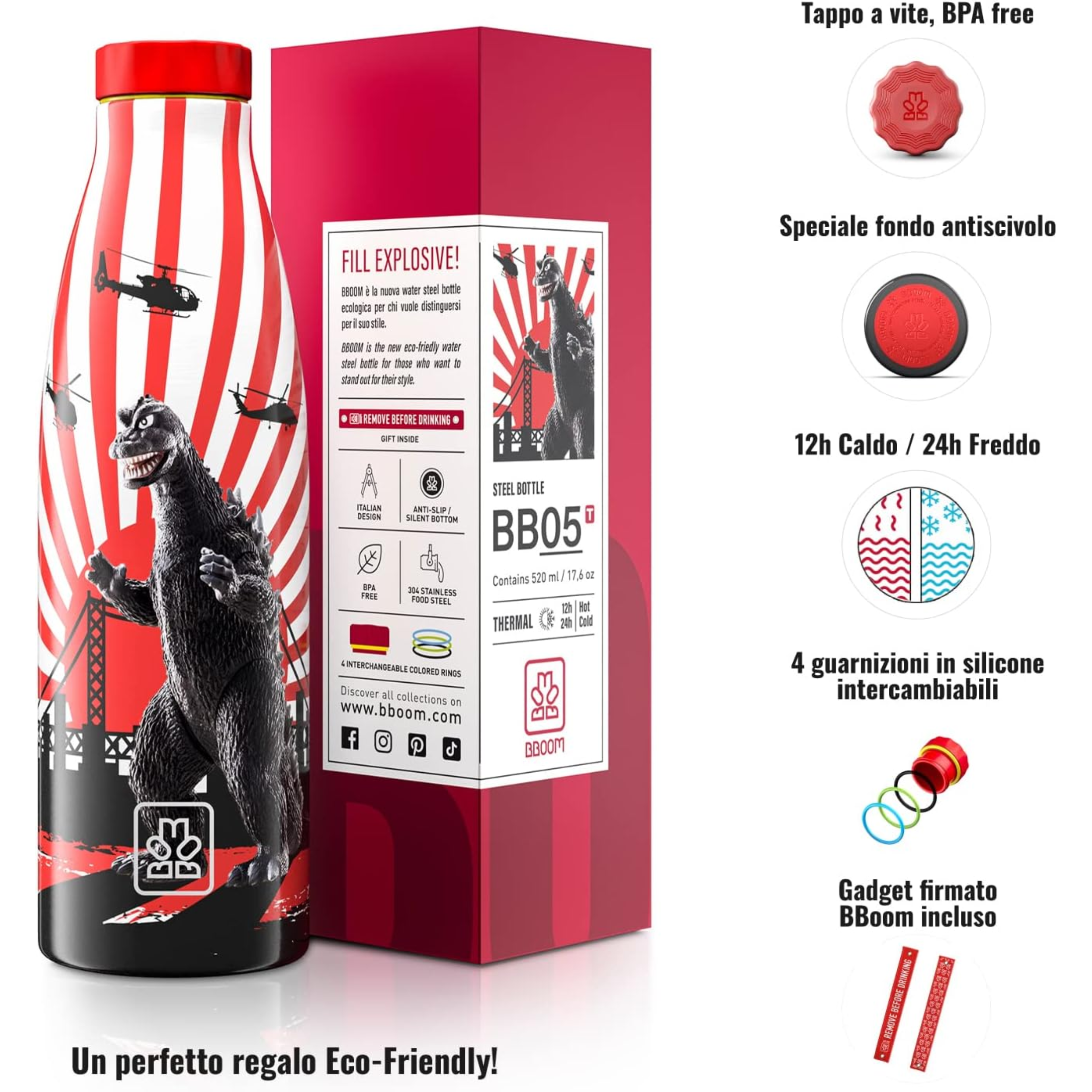 520ml Borraccia Termica BBoom in Acciaio- Eroi