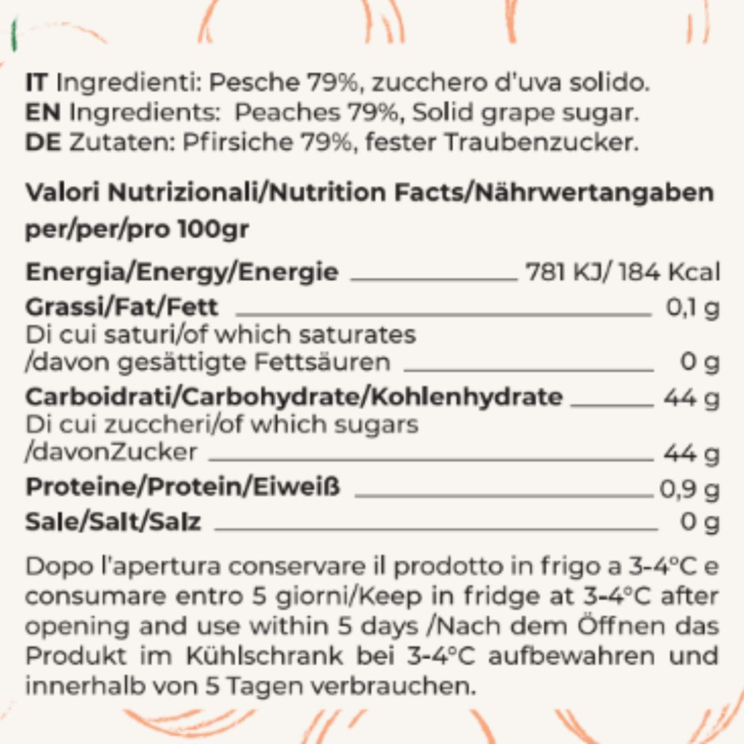 230g Confettura Extra 79% Pesche