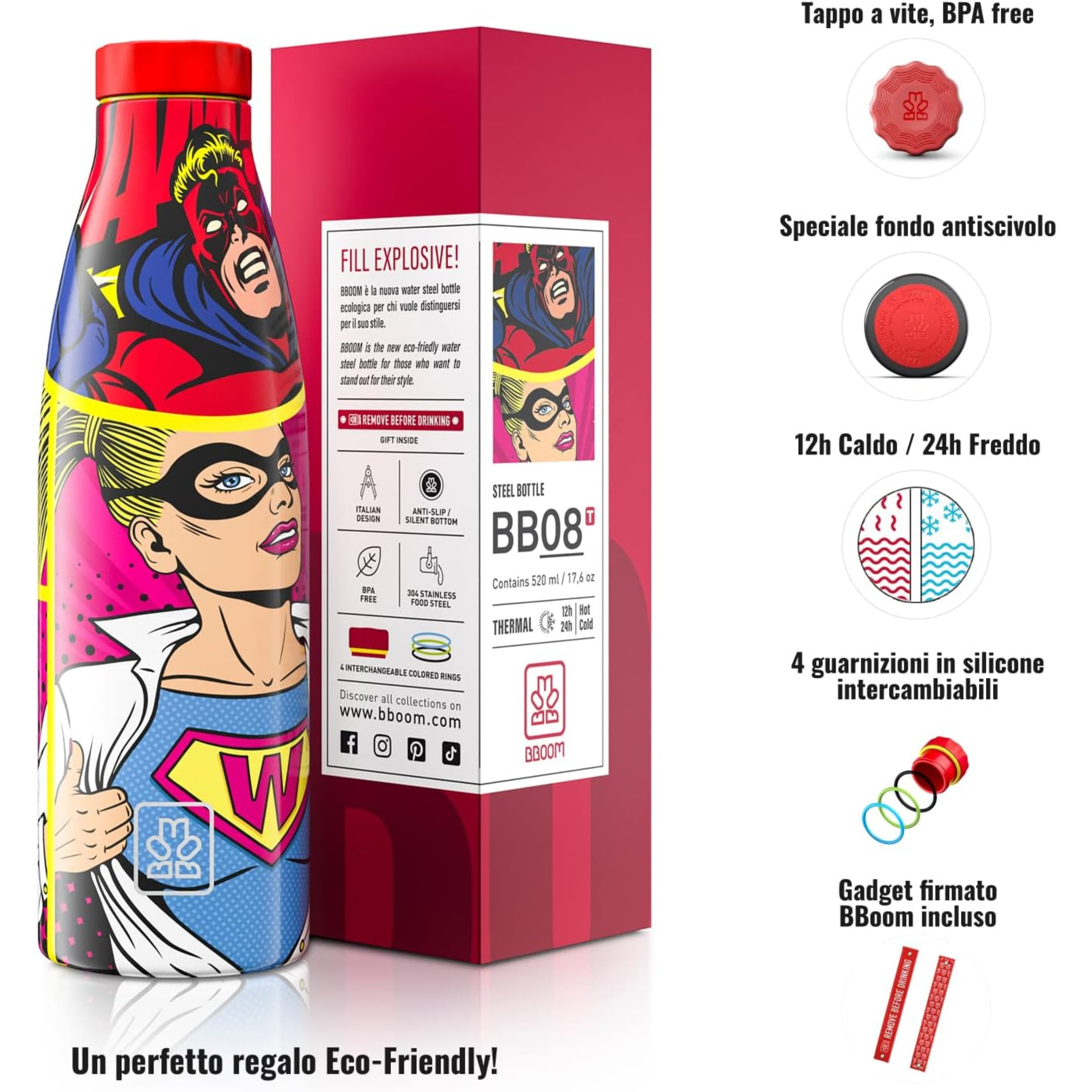 520ml Borraccia Termica BBoom in Acciaio - BBoom Eroi