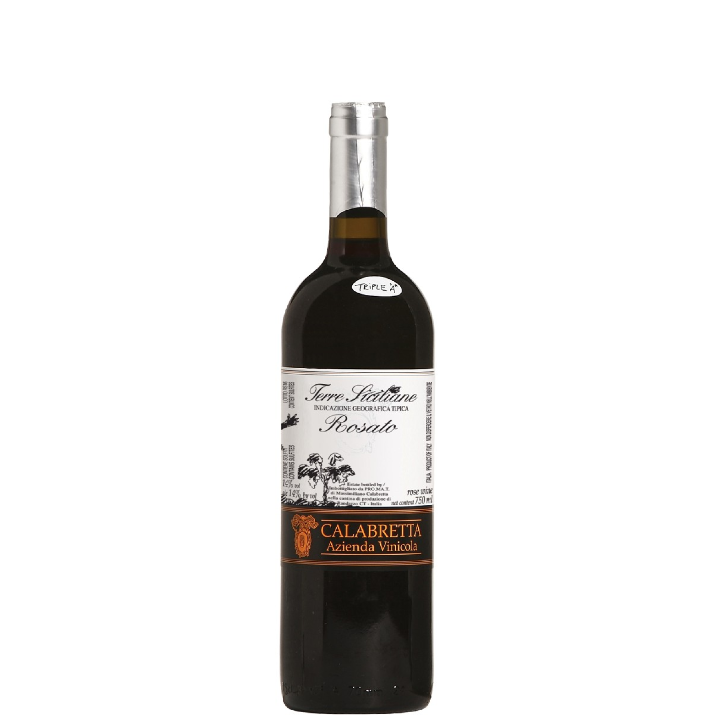 Vino rosato Terre Siciliane 2024 Calabretta 750 ml 12%vol - Nerello Mascalese - Triple A