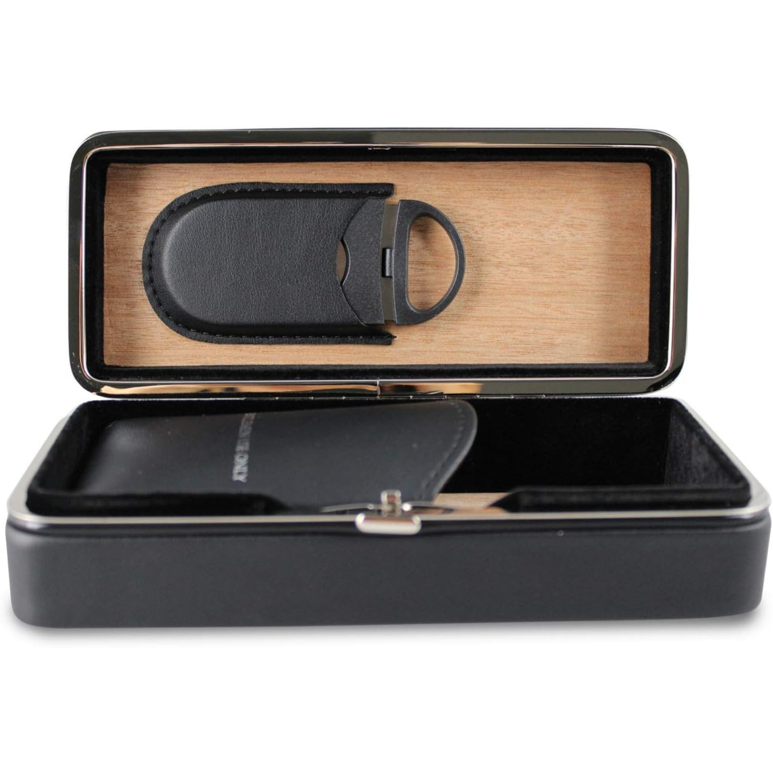Portasigari da viaggio Egoist 3 pz in pelle nero con tagliasigari
