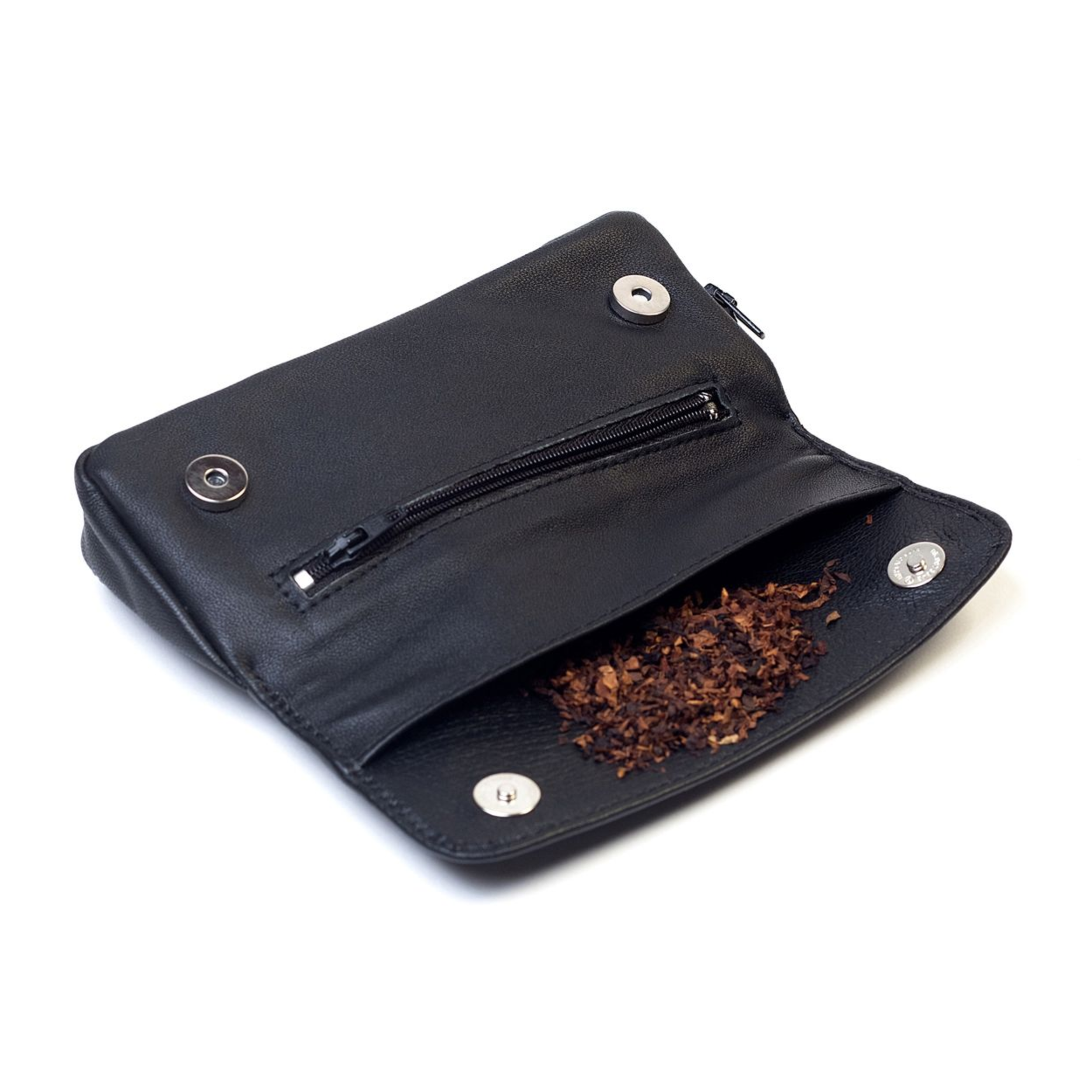 Borsa Tabacco e Pipa in pelle nera Savinelli