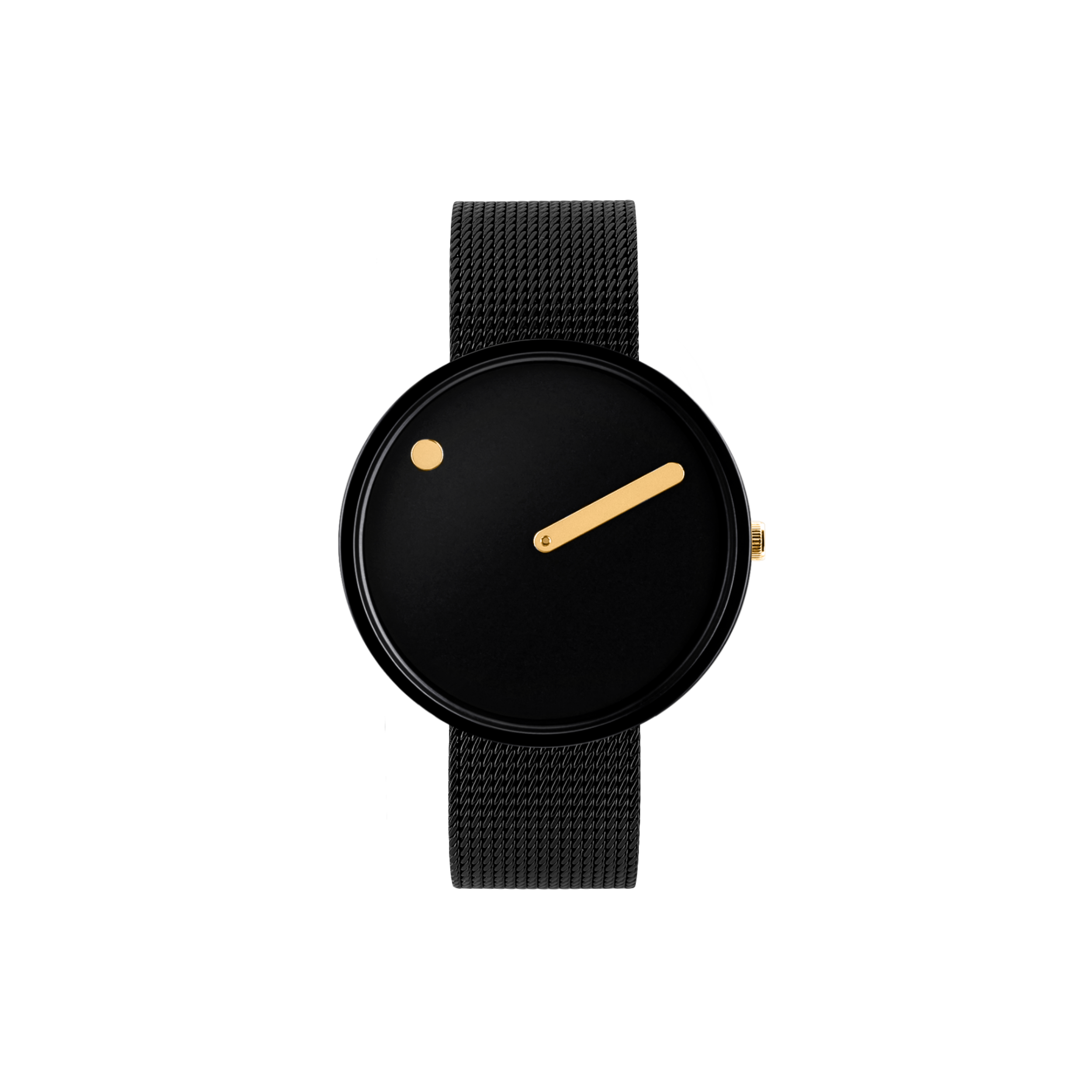 Orologio Picto black in acciaio - quadrante nero - maglia milanese black