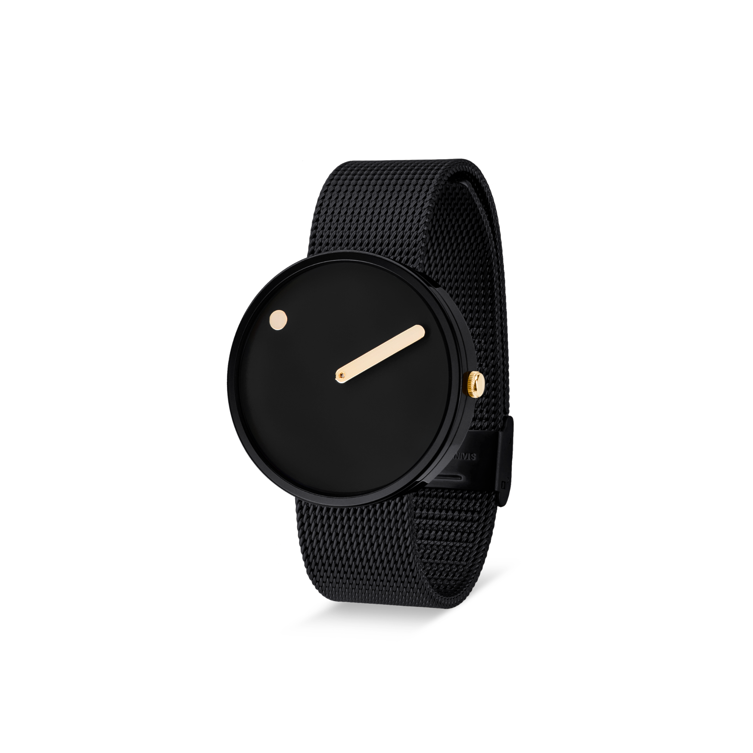 Orologio Picto black in acciaio - quadrante nero - maglia milanese black